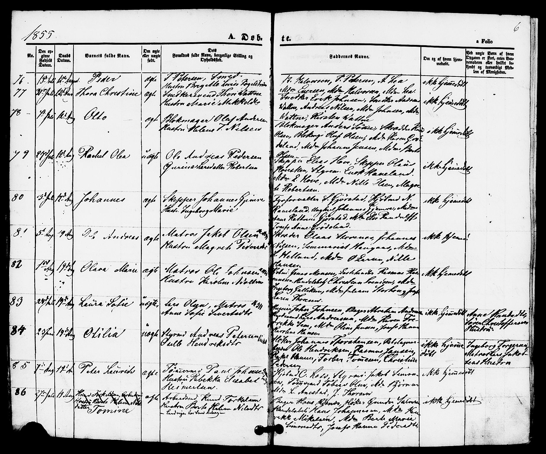 Domkirken sokneprestkontor, AV/SAST-A-101812/001/30/30BB/L0010: Klokkerbok nr. B 10, 1855-1860, s. 6