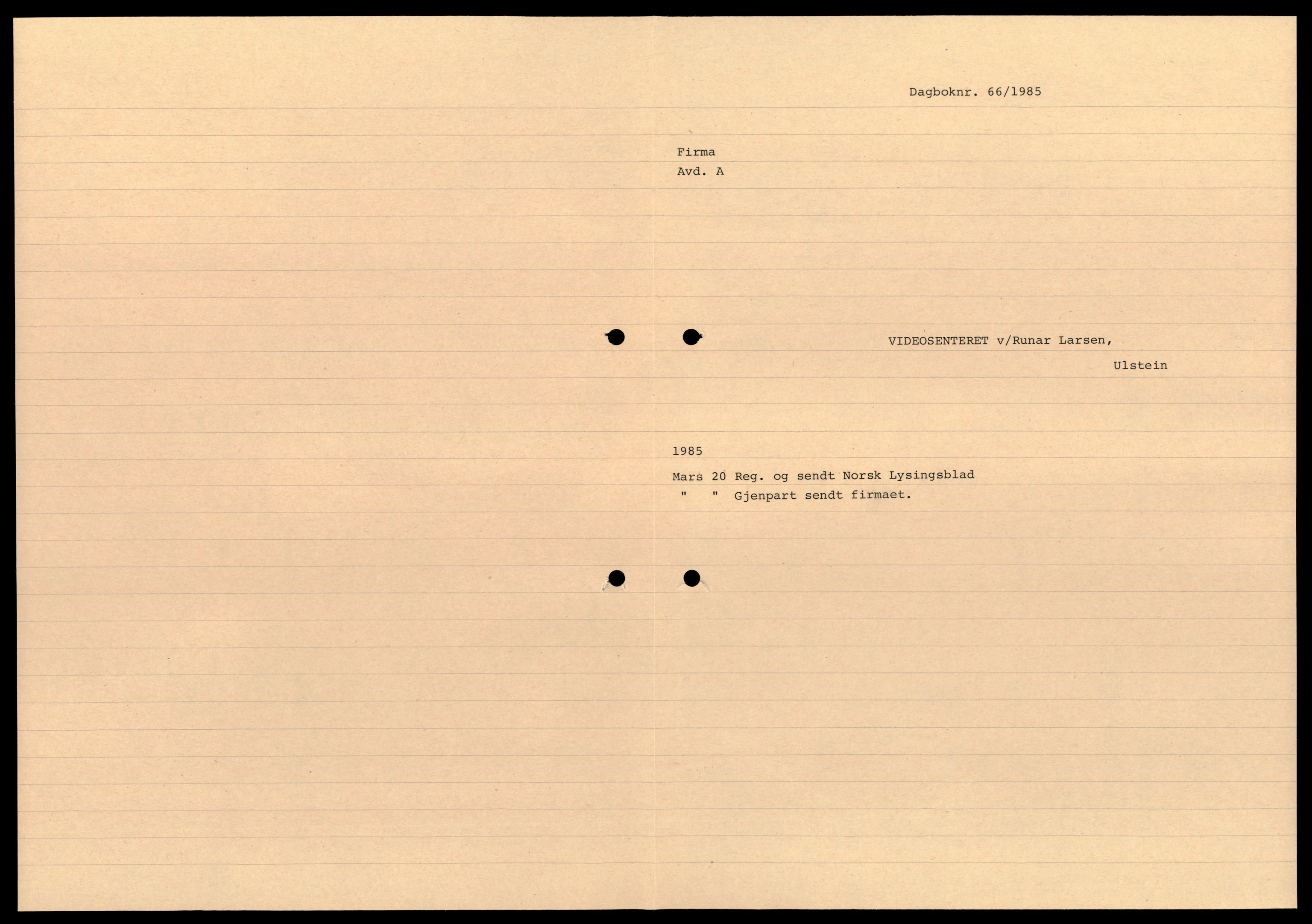 Nordre Sunnmøre sorenskriveri, AV/SAT-A-0006/2/J/Jd/Jdb/L0010: Bilag. Enkeltmannsforetak, V-Å, 1944-1990, s. 1