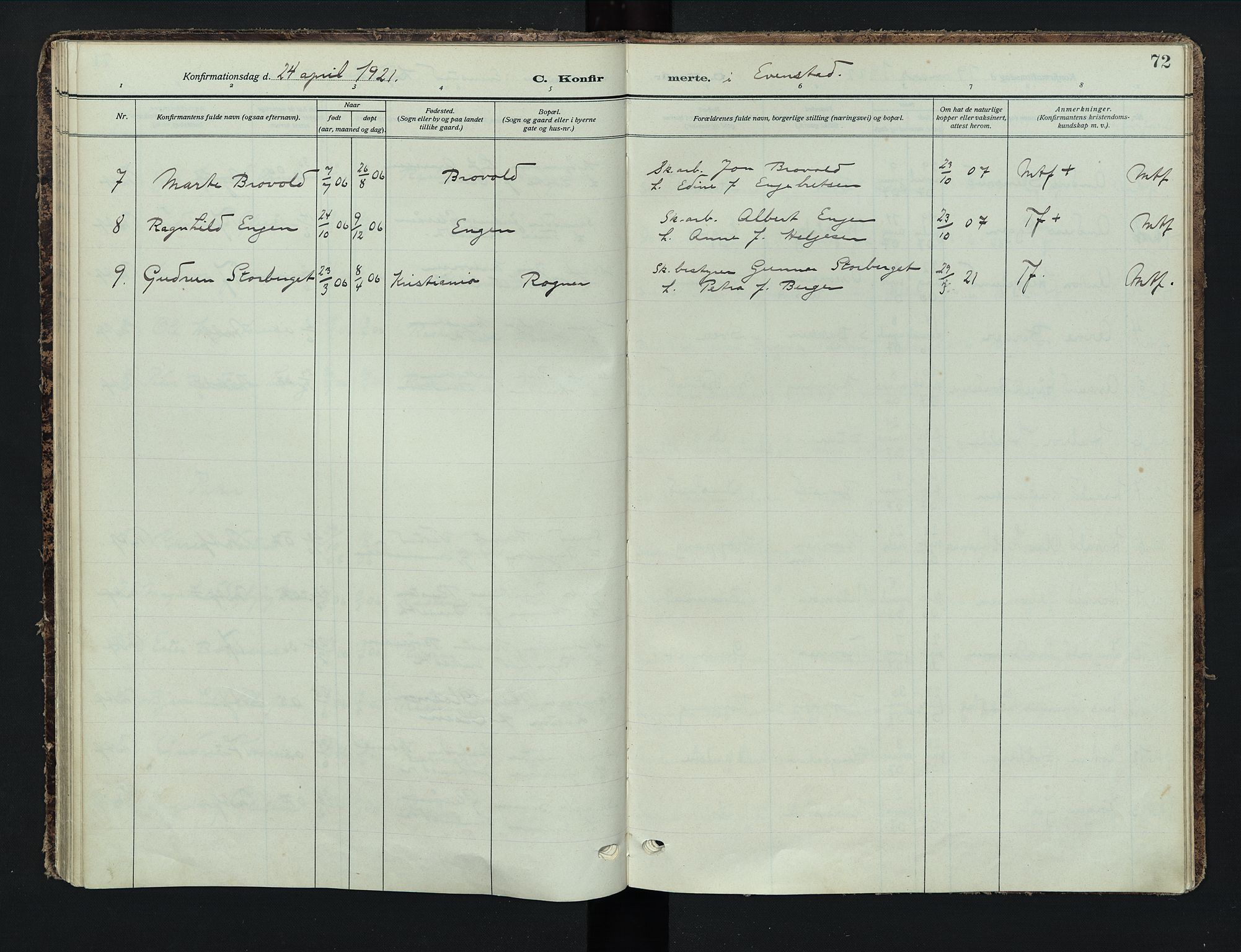 Stor-Elvdal prestekontor, AV/SAH-PREST-052/H/Ha/Haa/L0005: Ministerialbok nr. 5, 1908-1924, s. 72