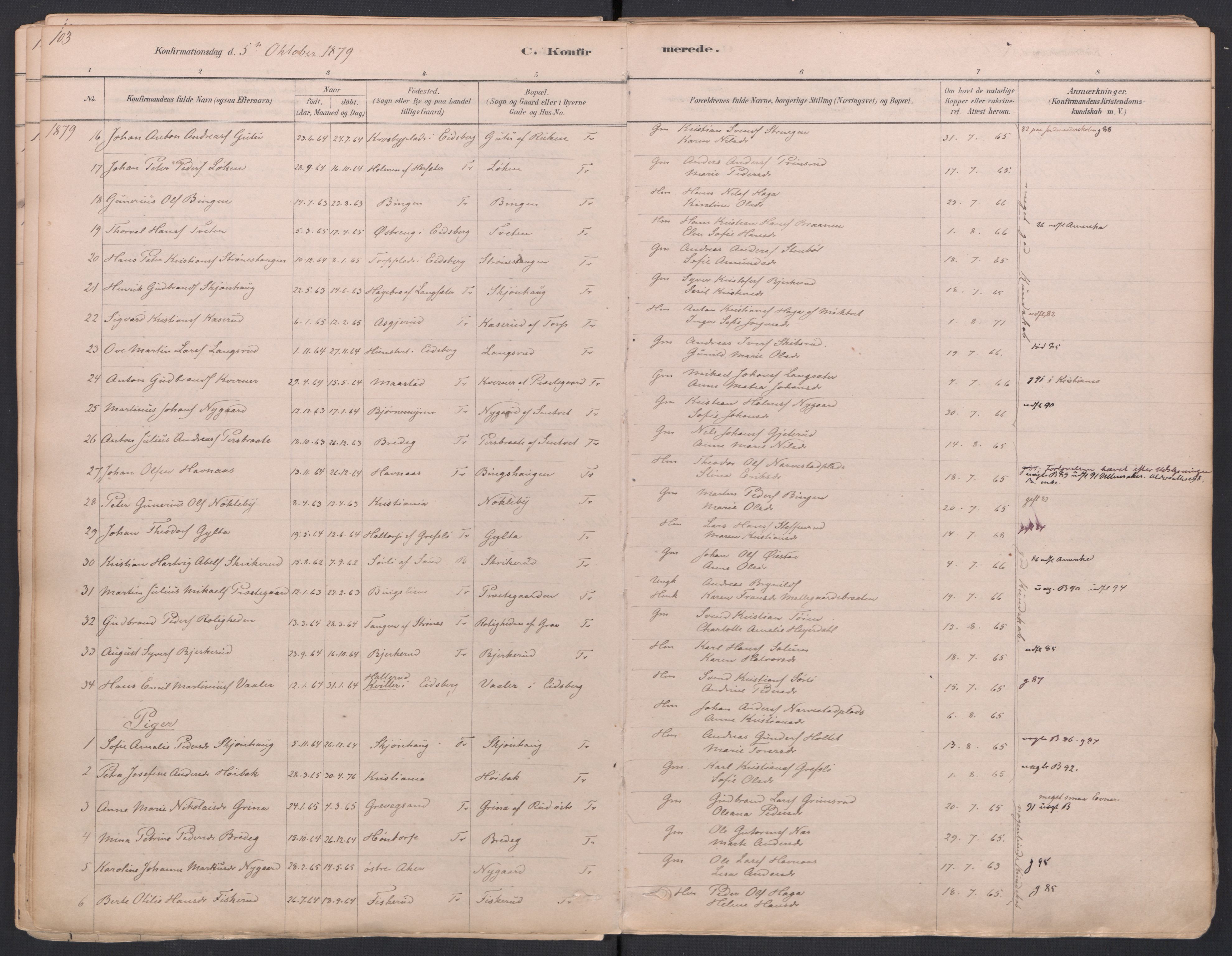 Trøgstad prestekontor Kirkebøker, AV/SAO-A-10925/F/Fa/L0010: Ministerialbok nr. I 10, 1878-1898, s. 103