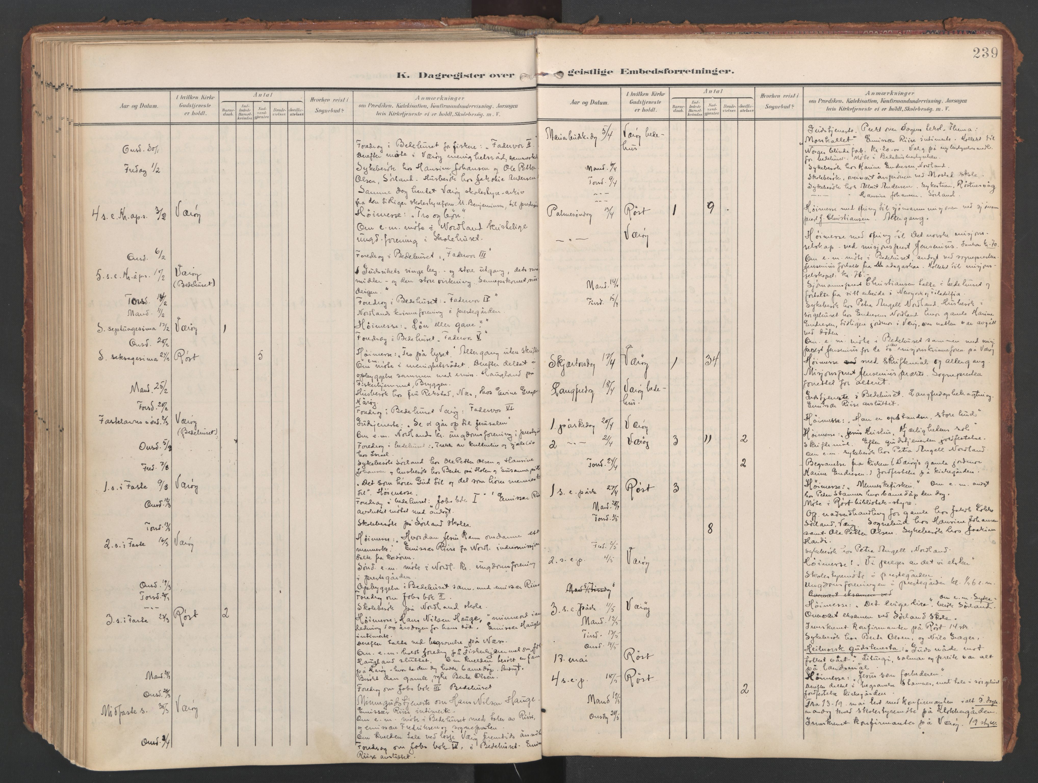 Ministerialprotokoller, klokkerbøker og fødselsregistre - Nordland, AV/SAT-A-1459/808/L0129: Ministerialbok nr. 808A02, 1903-1931, s. 239