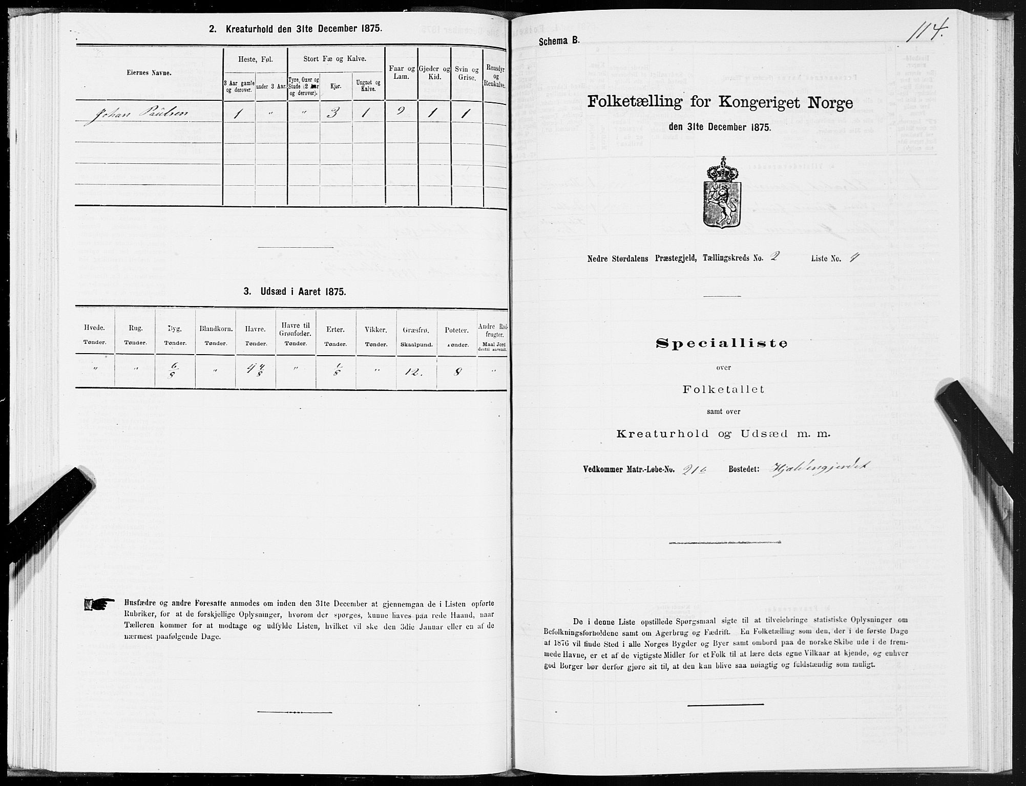 SAT, Folketelling 1875 for 1714P Nedre Stjørdal prestegjeld, 1875, s. 1114