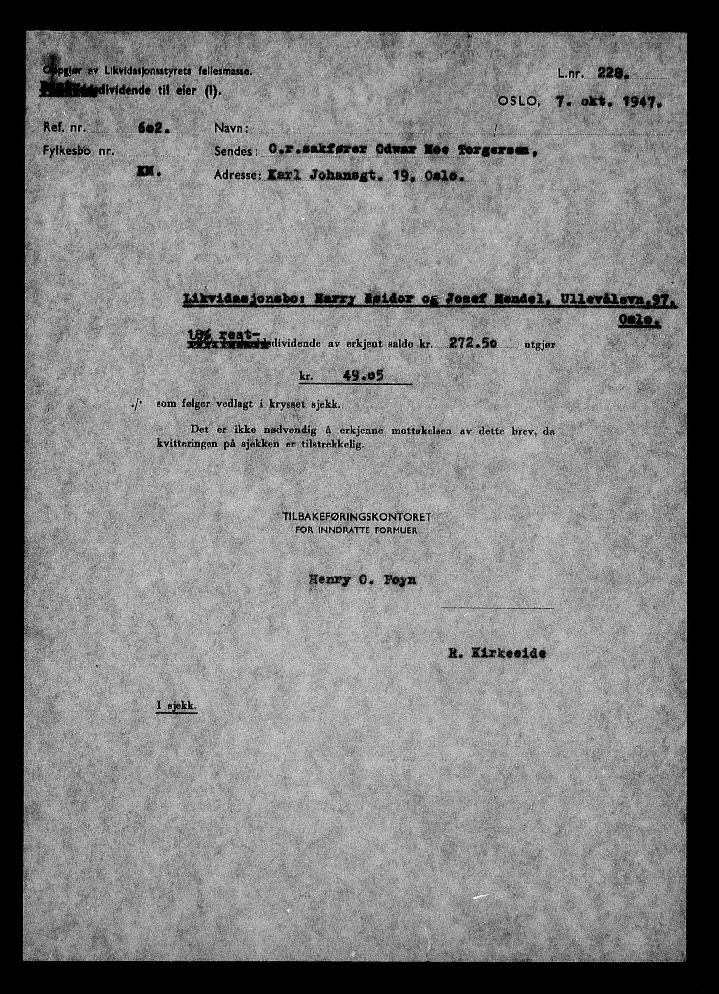 Justisdepartementet, Tilbakeføringskontoret for inndratte formuer, AV/RA-S-1564/H/Hc/Hcc/L0963: --, 1945-1947, s. 725