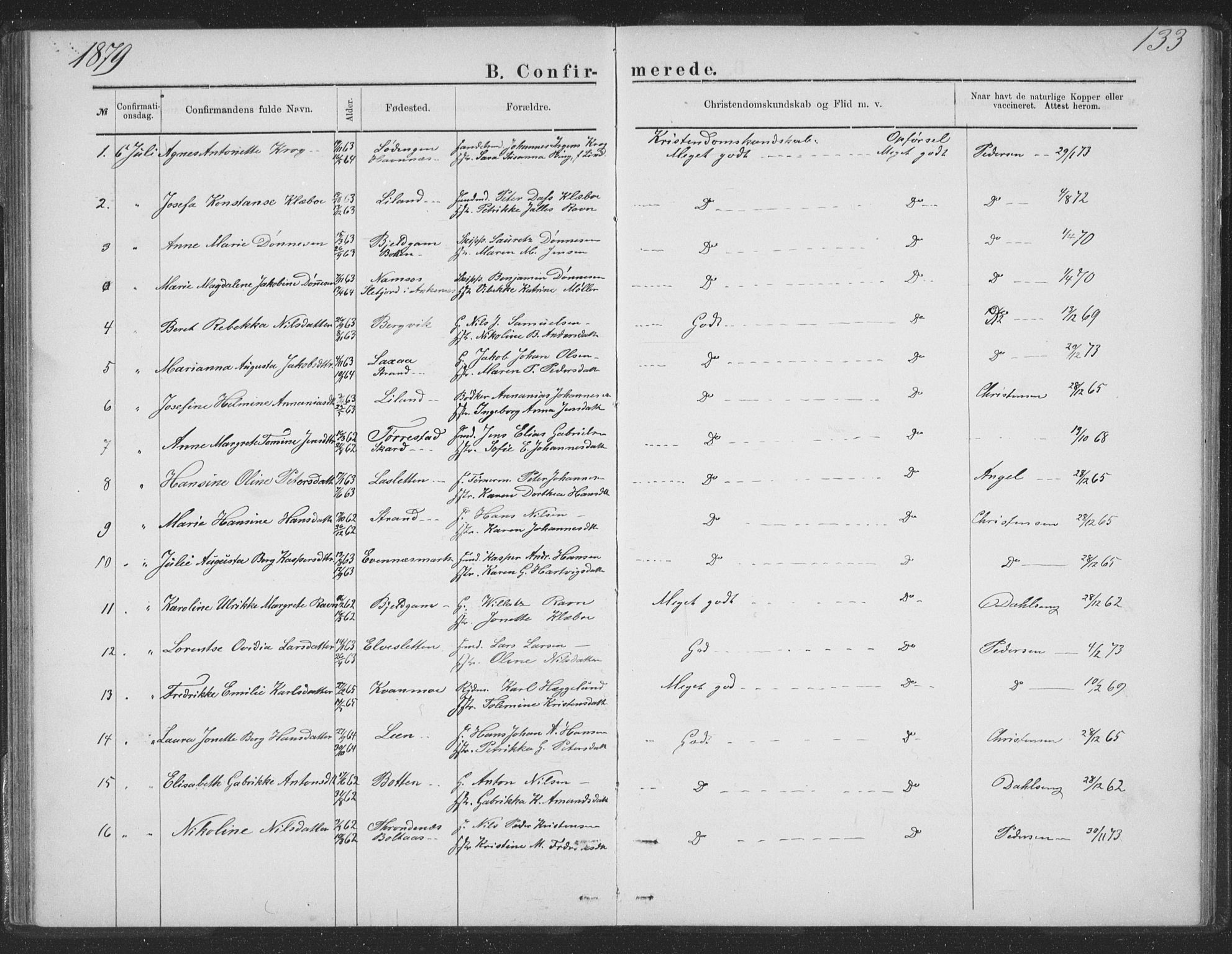 Ministerialprotokoller, klokkerbøker og fødselsregistre - Nordland, SAT/A-1459/863/L0913: Klokkerbok nr. 863C03, 1877-1885, s. 133