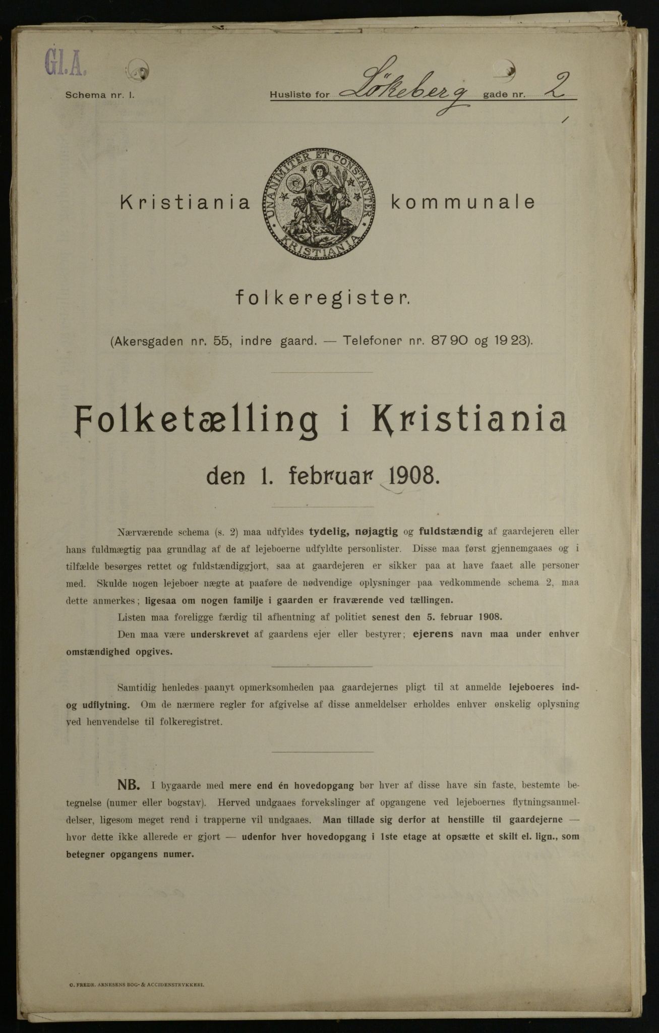 OBA, Kommunal folketelling 1.2.1908 for Kristiania kjøpstad, 1908, s. 52432