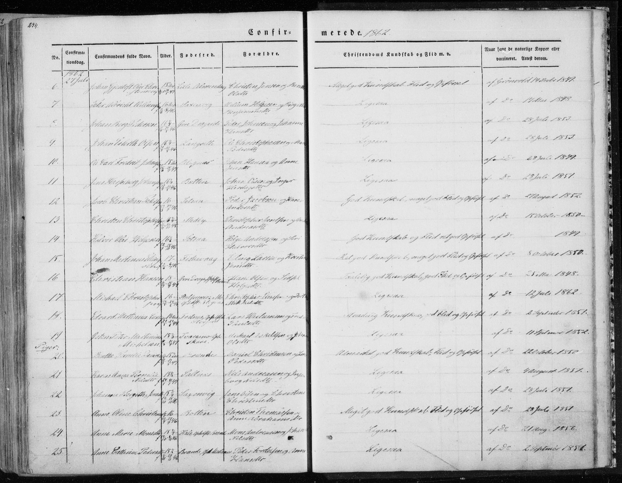 Ministerialprotokoller, klokkerbøker og fødselsregistre - Nordland, AV/SAT-A-1459/847/L0666: Ministerialbok nr. 847A06, 1842-1871, s. 234