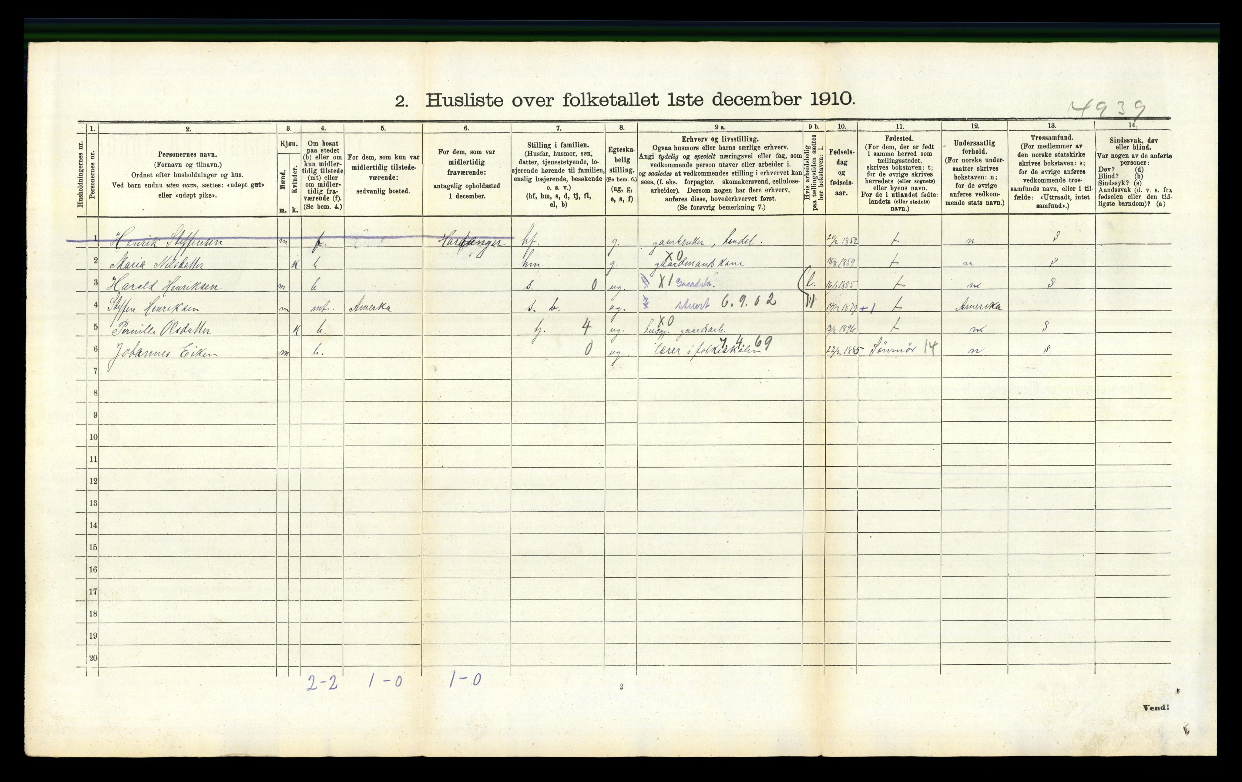 RA, Folketelling 1910 for 1250 Haus herred, 1910, s. 675