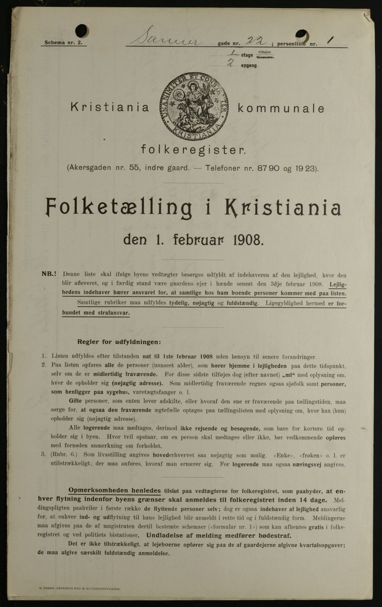 OBA, Kommunal folketelling 1.2.1908 for Kristiania kjøpstad, 1908, s. 80308