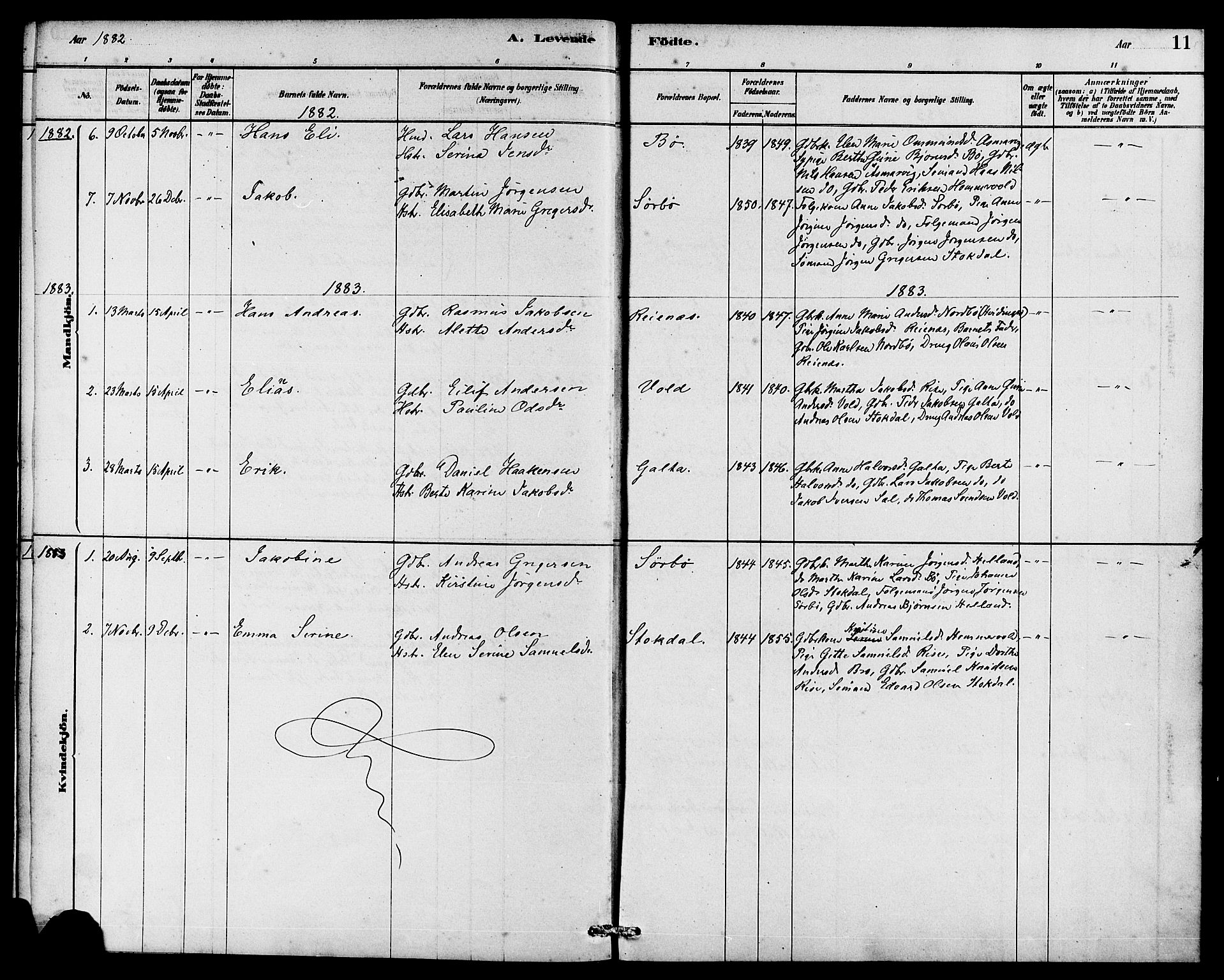 Rennesøy sokneprestkontor, SAST/A -101827/H/Ha/Haa/L0008: Ministerialbok nr. A 8, 1878-1890, s. 11