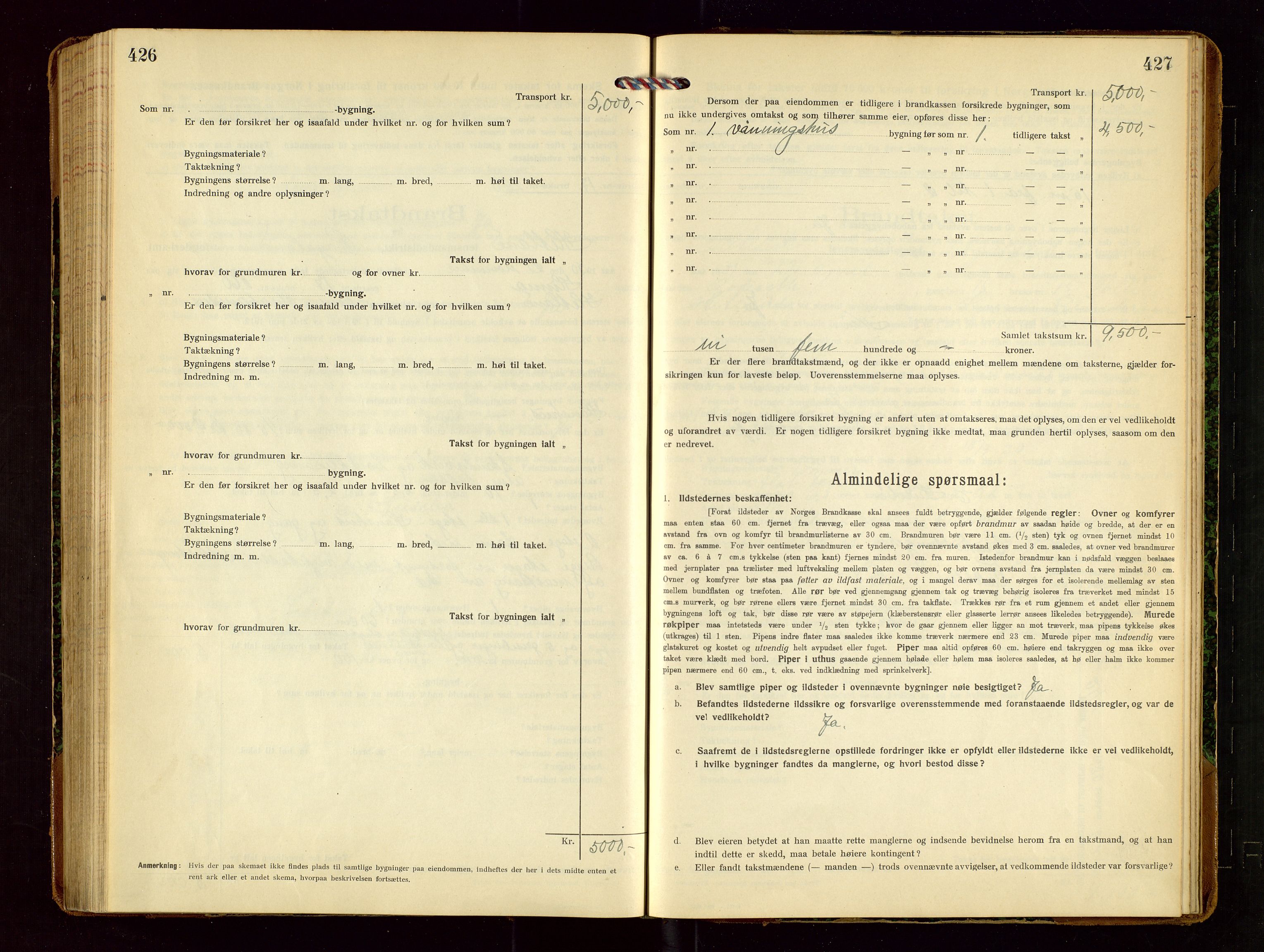 Hetland lensmannskontor, SAST/A-100101/Gob/L0002: "Brandtakstprotokol", 1918-1932, s. 426-427