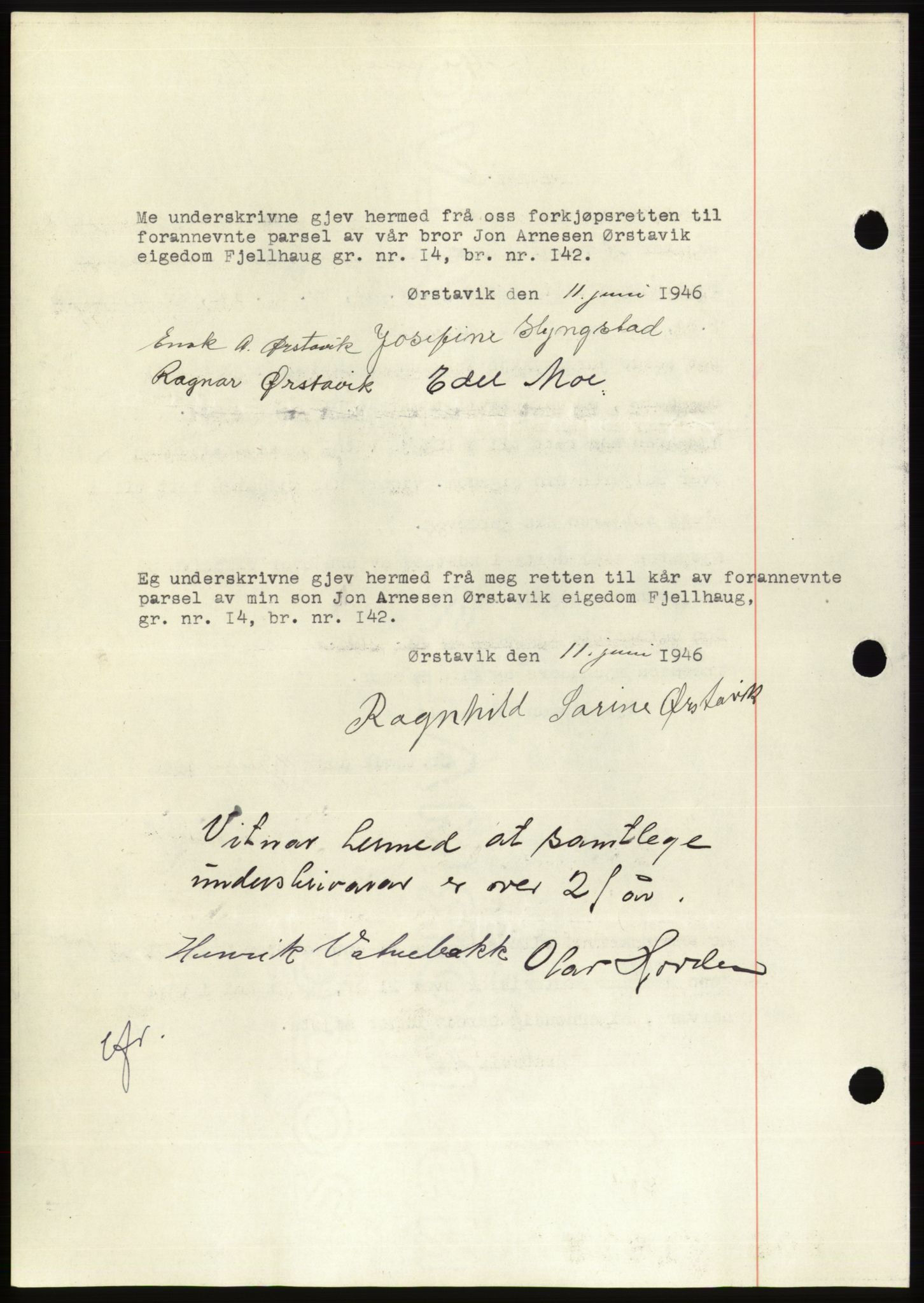 Søre Sunnmøre sorenskriveri, AV/SAT-A-4122/1/2/2C/L0078: Pantebok nr. 4A, 1946-1946, Dagboknr: 695/1946