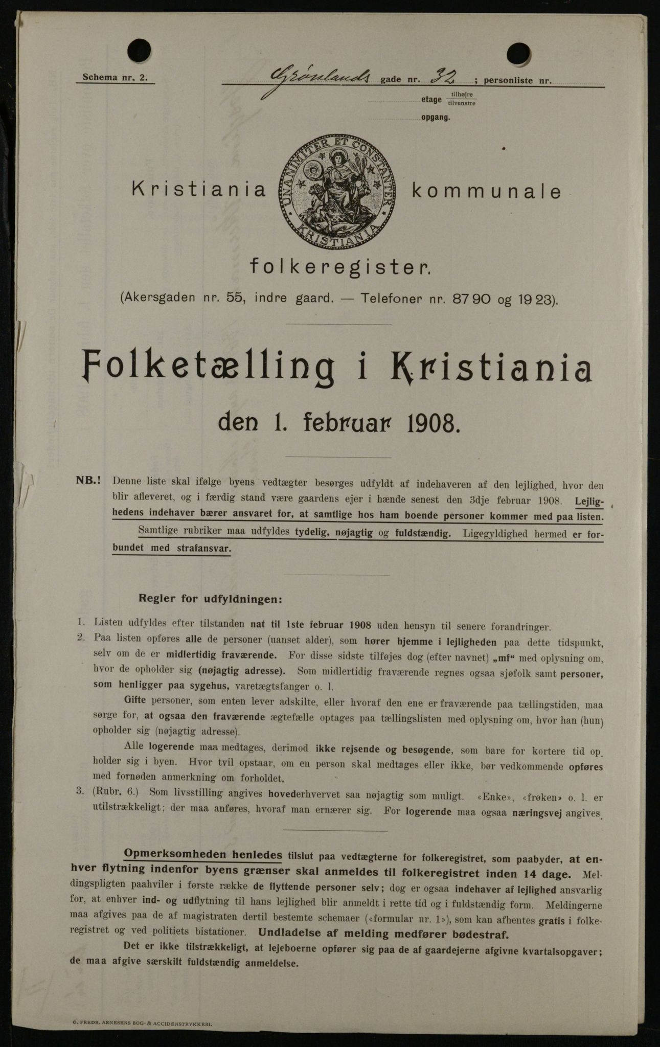 OBA, Kommunal folketelling 1.2.1908 for Kristiania kjøpstad, 1908, s. 28457