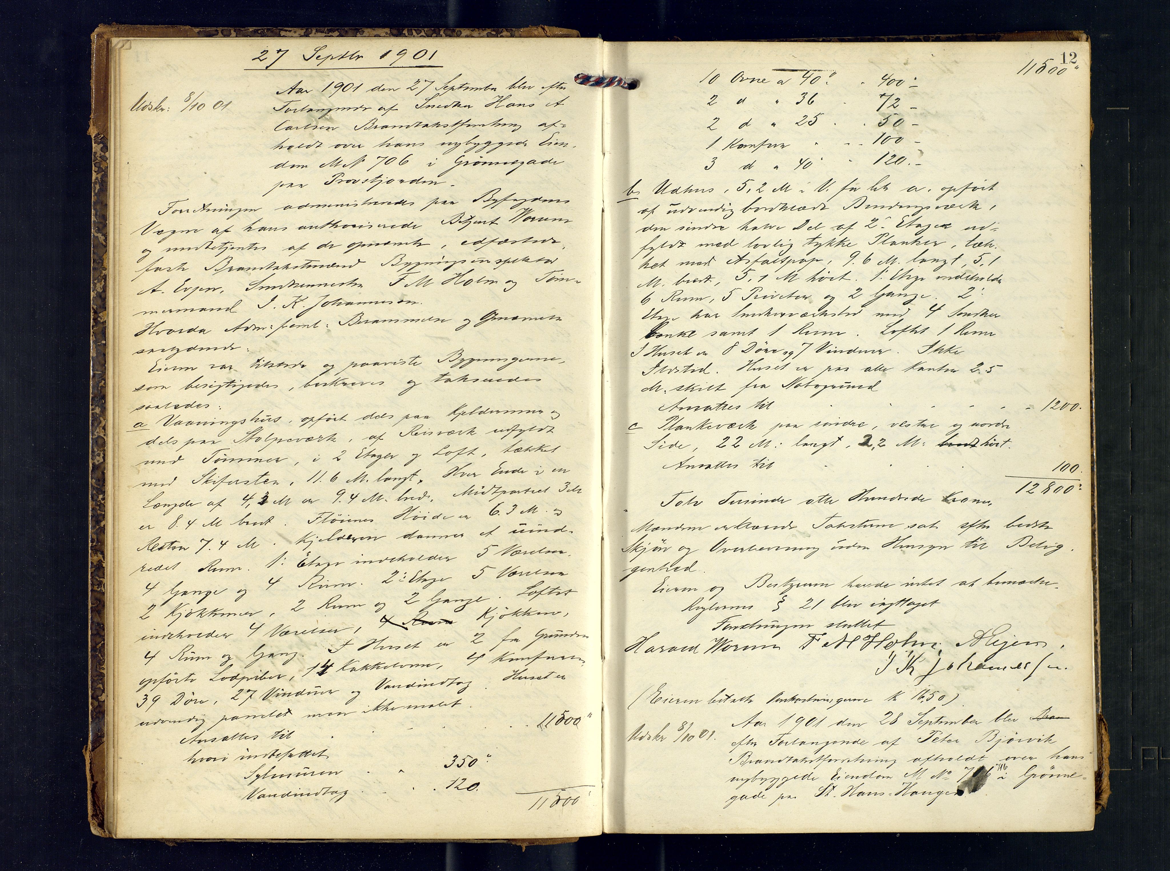 Tromsø byfogd/byrett, AV/SATØ-SATØ-0063/1/Oc/Ocb/Ocba/L0002: Branntakstprotokoll, 1901-1906, s. 12