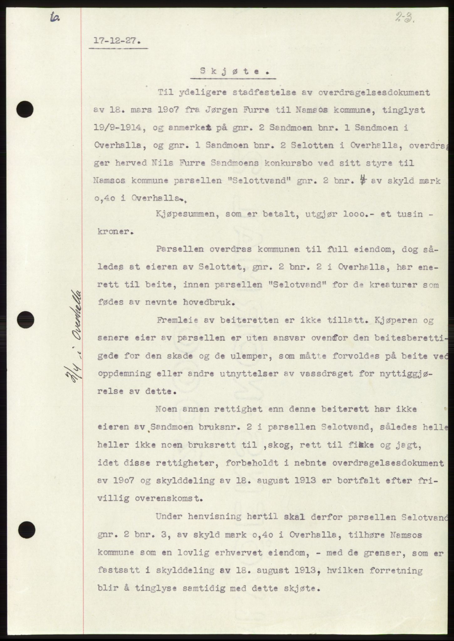 Namdal sorenskriveri, SAT/A-4133/1/2/2C: Pantebok nr. -, 1926-1930, Tingl.dato: 17.12.1927