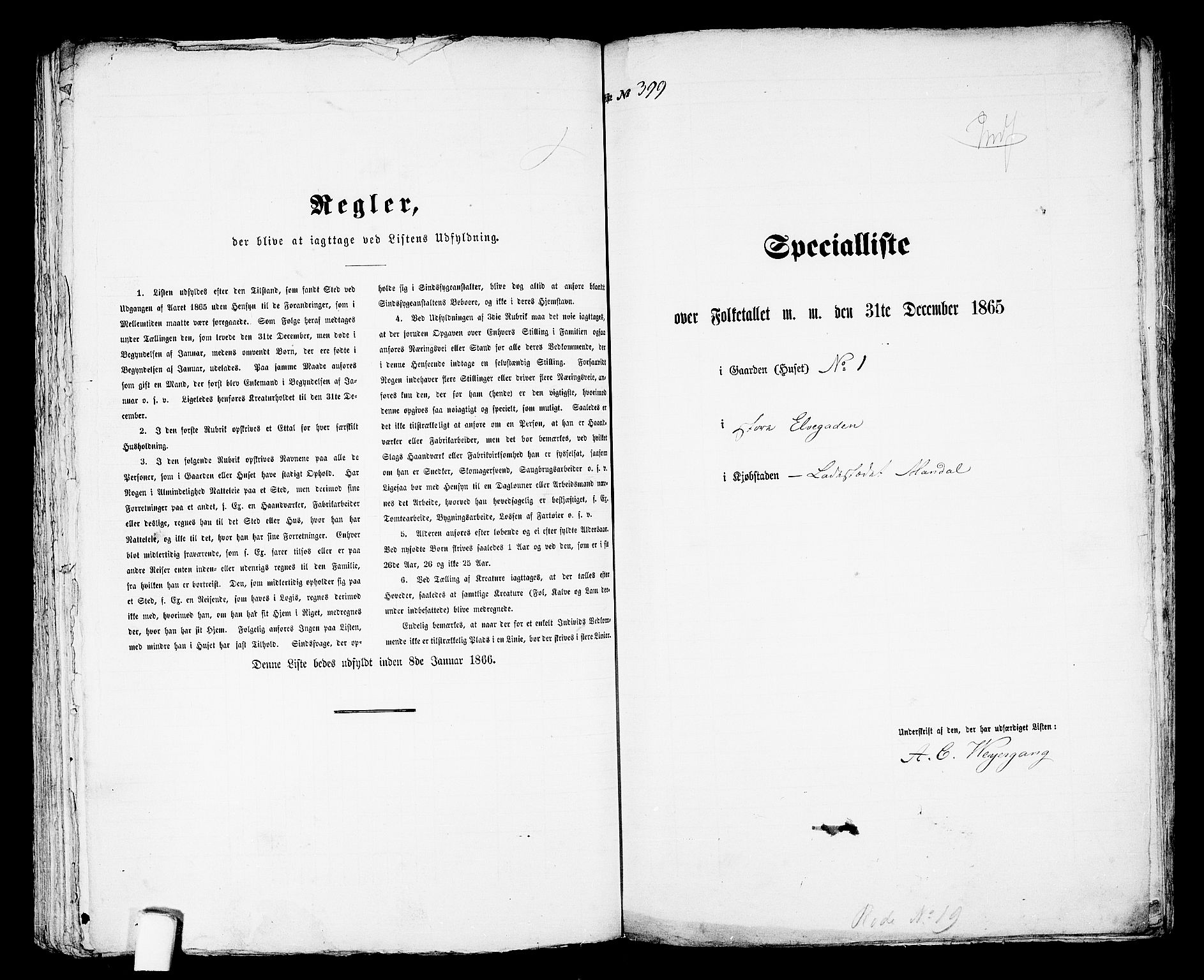 RA, Folketelling 1865 for 1002B Mandal prestegjeld, Mandal ladested, 1865, s. 806