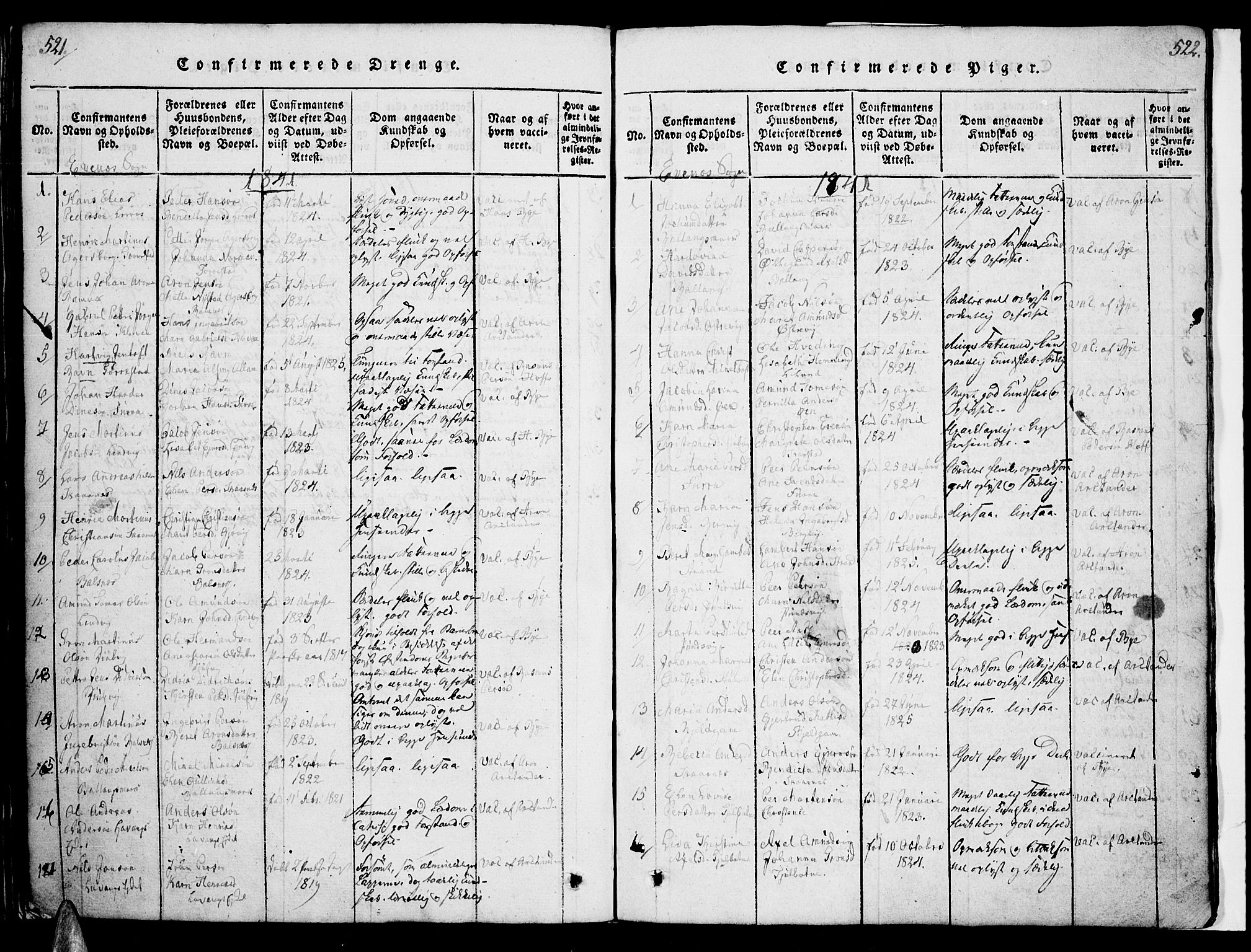 Ministerialprotokoller, klokkerbøker og fødselsregistre - Nordland, AV/SAT-A-1459/863/L0894: Ministerialbok nr. 863A06, 1821-1851, s. 521-522