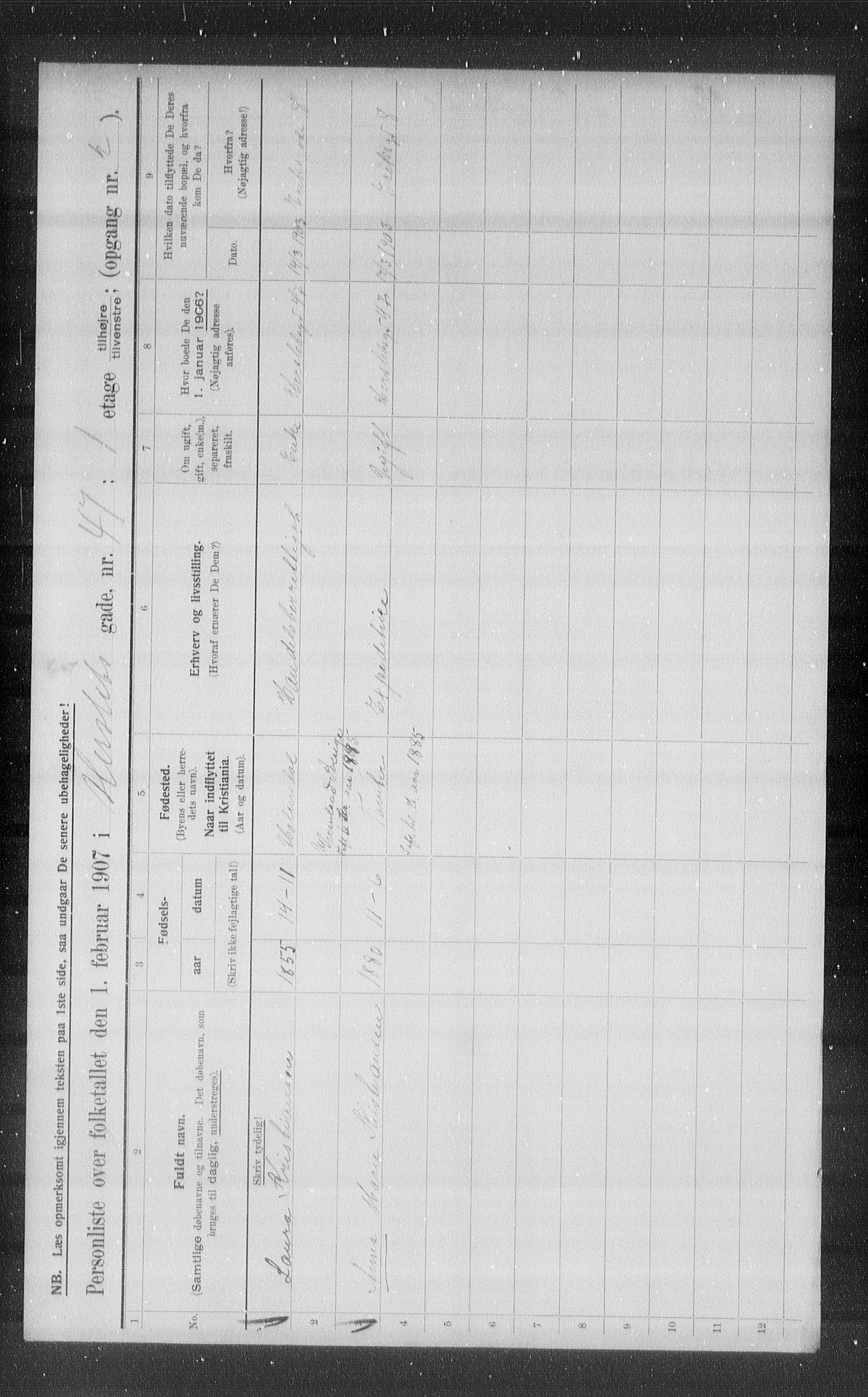 OBA, Kommunal folketelling 1.2.1907 for Kristiania kjøpstad, 1907, s. 20477