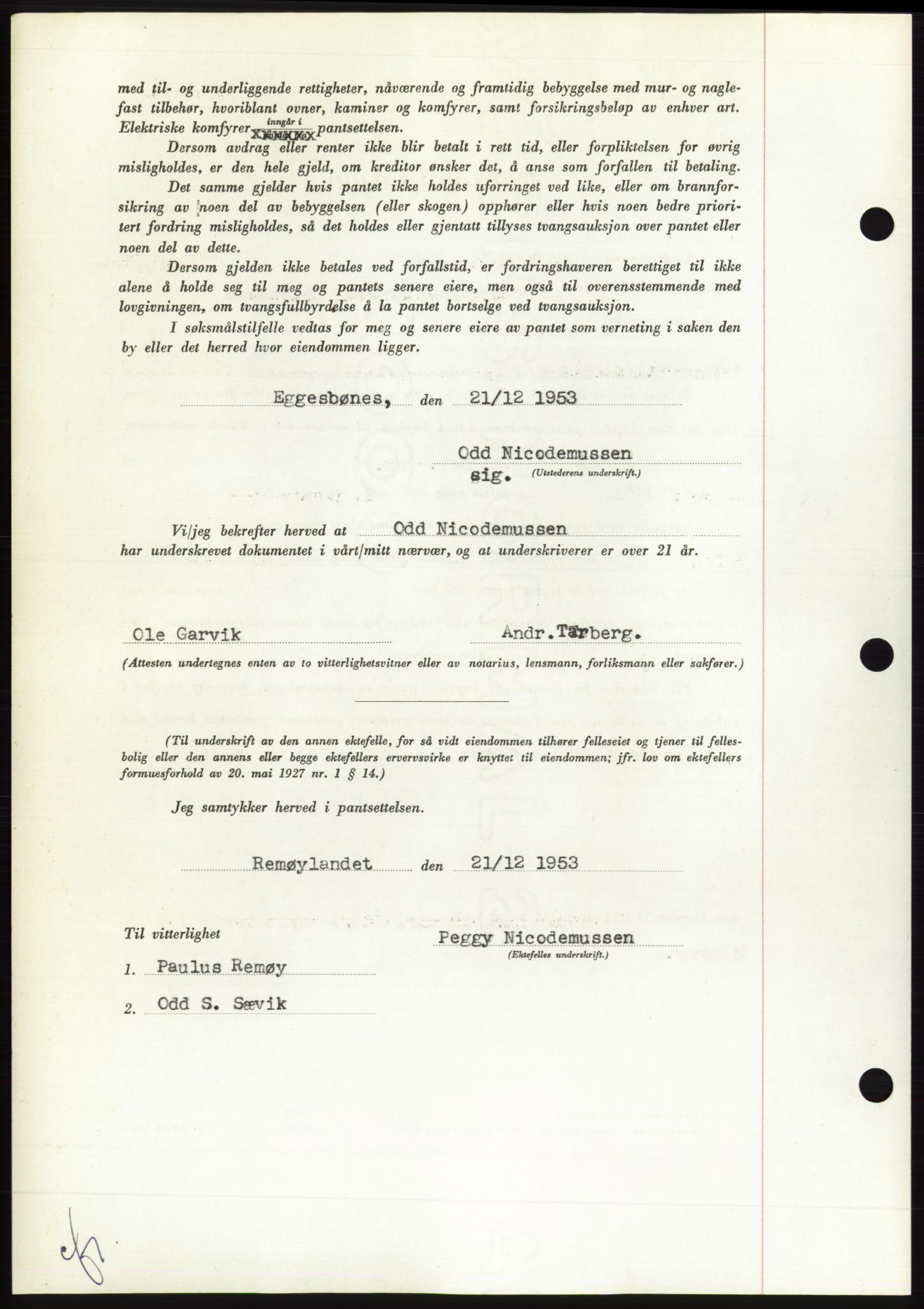 Søre Sunnmøre sorenskriveri, AV/SAT-A-4122/1/2/2C/L0124: Pantebok nr. 12B, 1953-1954, Dagboknr: 247/1954