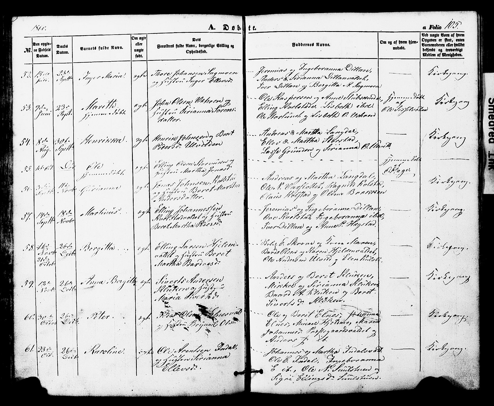 Ministerialprotokoller, klokkerbøker og fødselsregistre - Nord-Trøndelag, AV/SAT-A-1458/724/L0268: Klokkerbok nr. 724C04, 1846-1878, s. 105