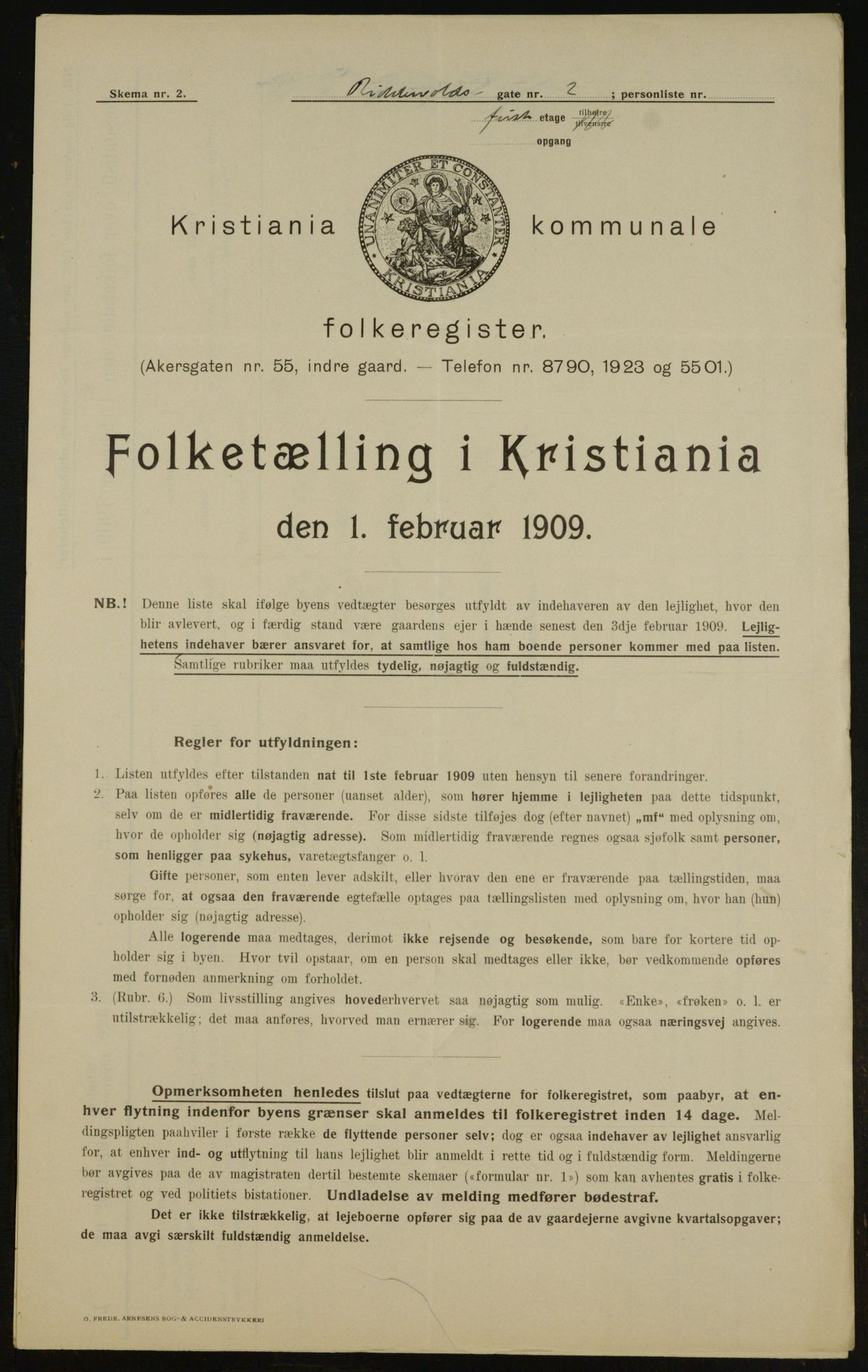 OBA, Kommunal folketelling 1.2.1909 for Kristiania kjøpstad, 1909, s. 75283