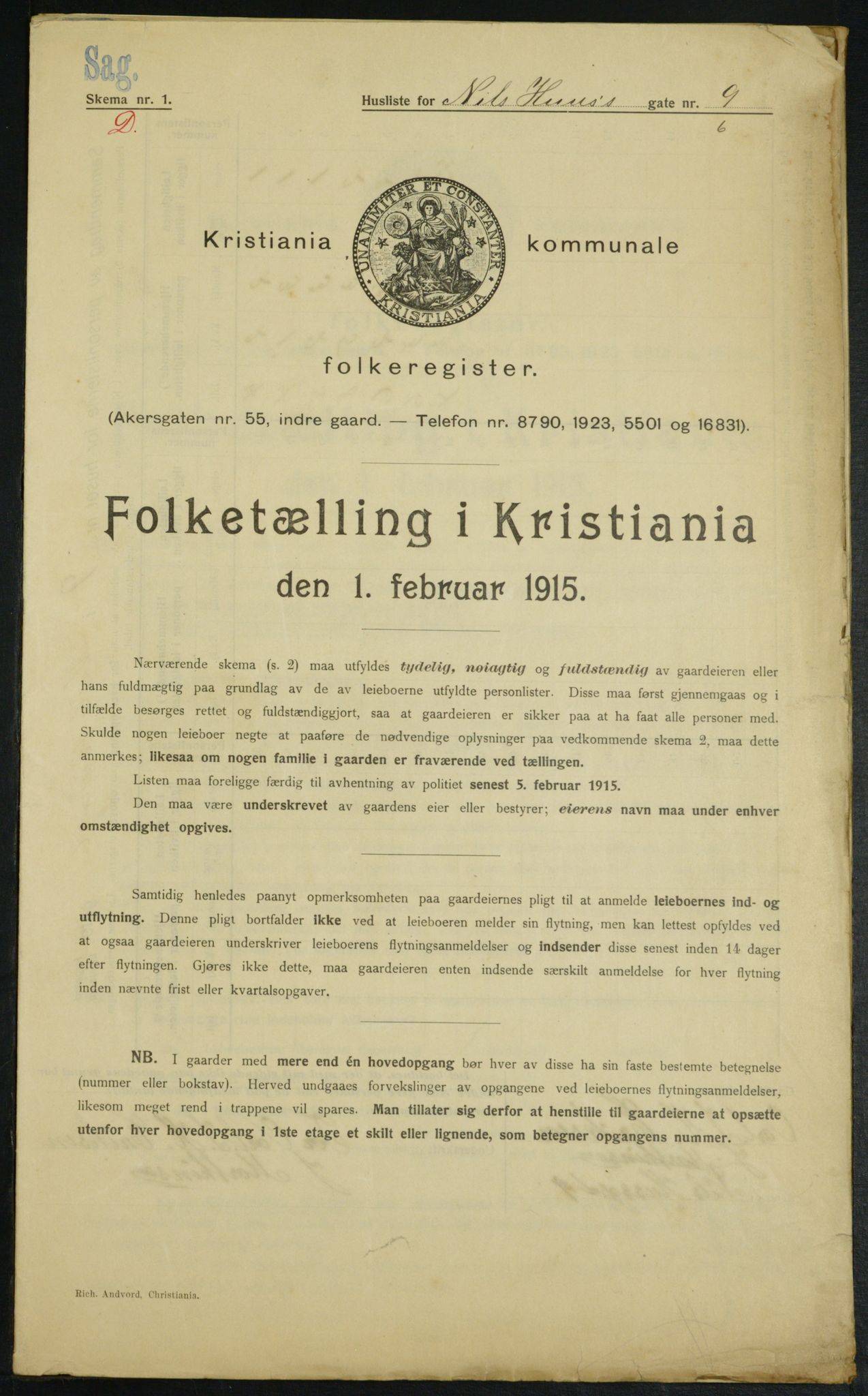 OBA, Kommunal folketelling 1.2.1915 for Kristiania, 1915, s. 70376
