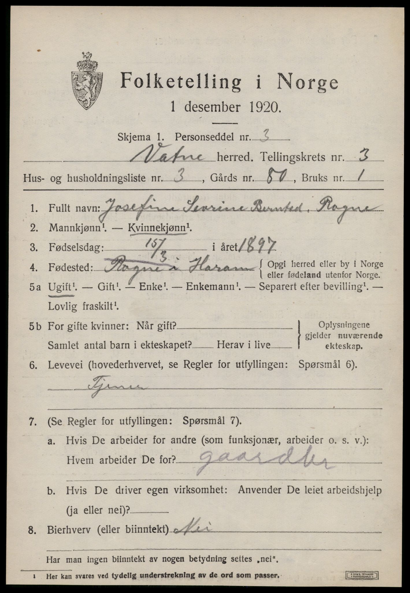 SAT, Folketelling 1920 for 1530 Vatne herred, 1920, s. 1428