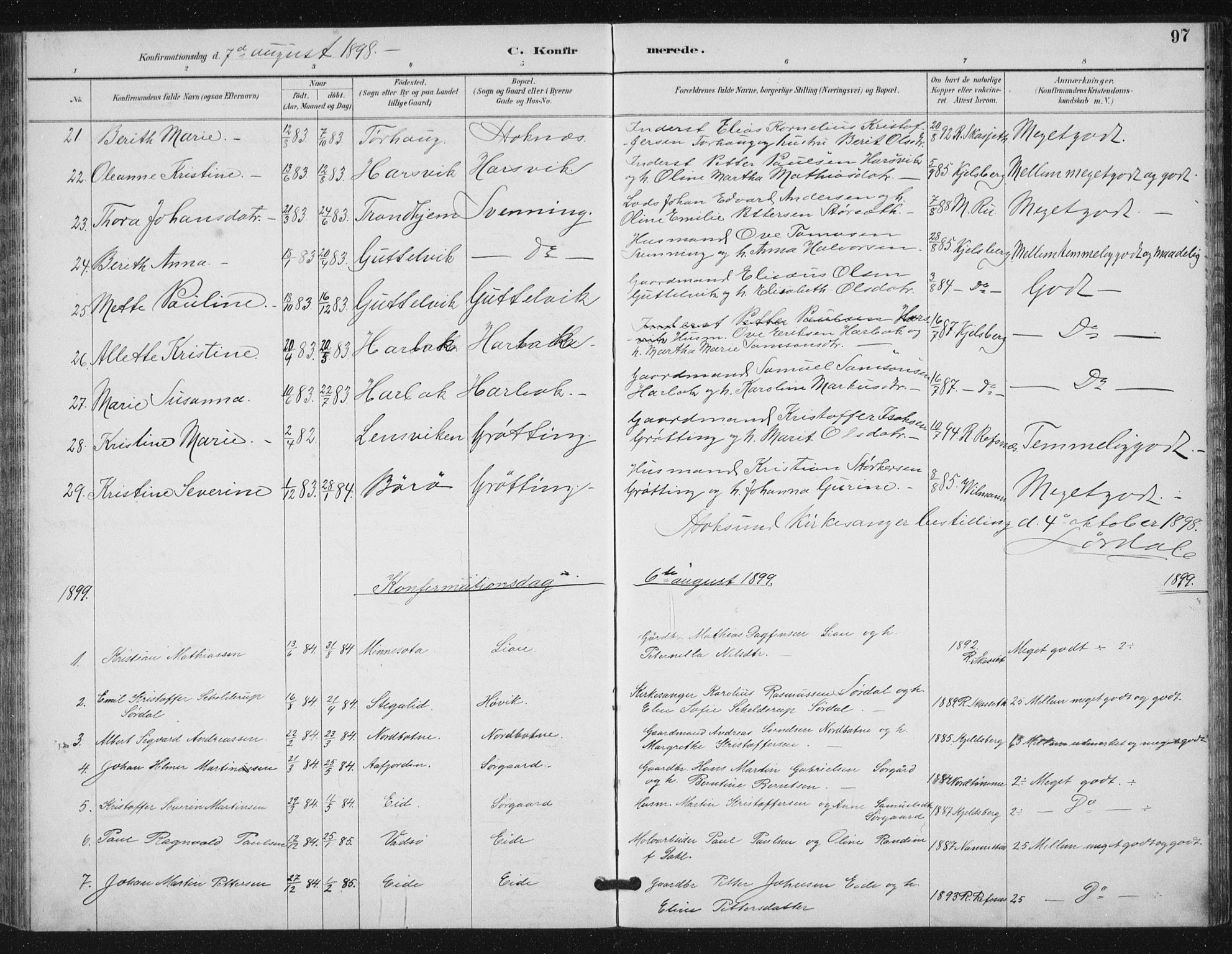 Ministerialprotokoller, klokkerbøker og fødselsregistre - Sør-Trøndelag, AV/SAT-A-1456/656/L0698: Klokkerbok nr. 656C04, 1890-1904, s. 97