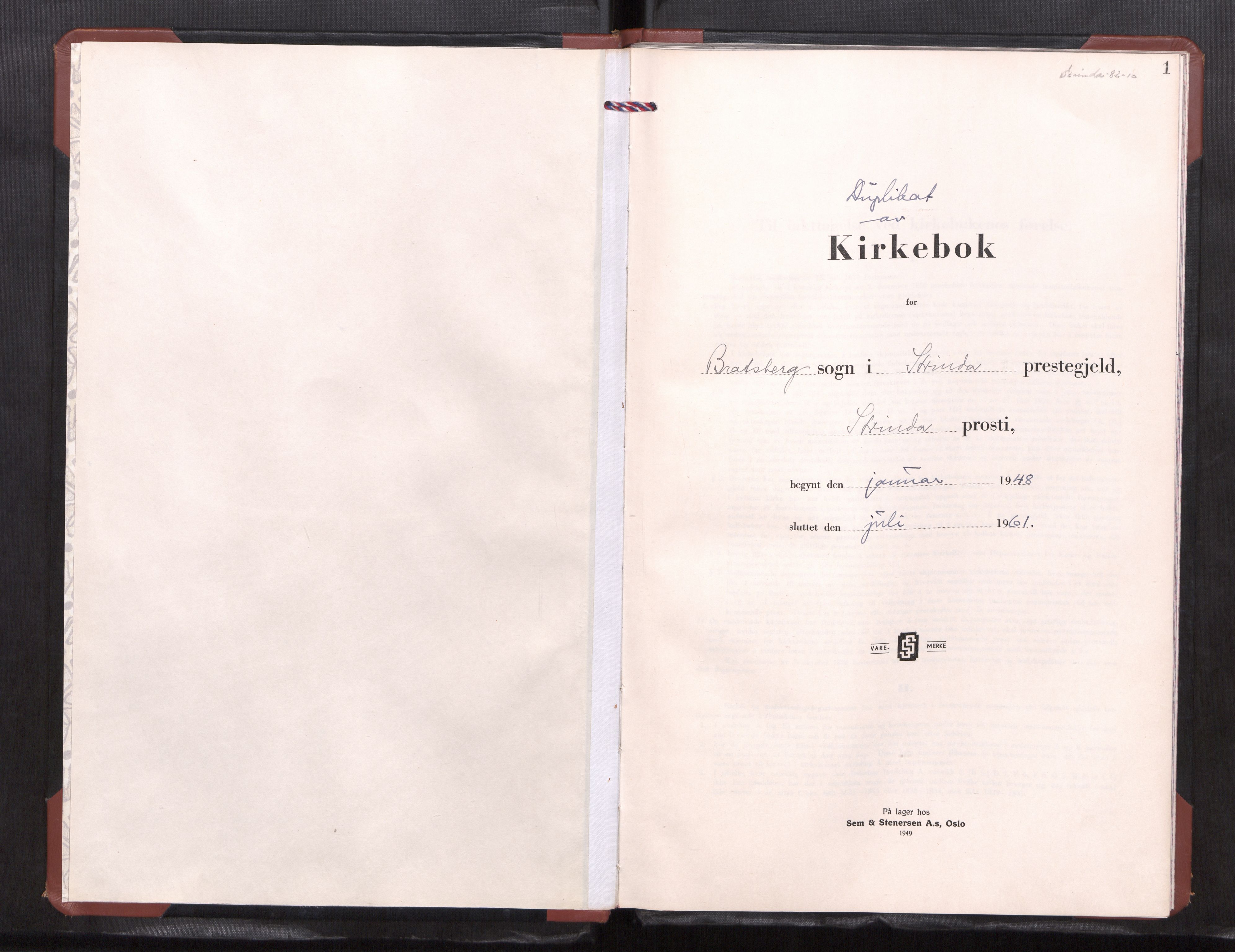 Ministerialprotokoller, klokkerbøker og fødselsregistre - Sør-Trøndelag, AV/SAT-A-1456/608/L0344: Klokkerbok nr. 608---, 1948-1961, s. 1