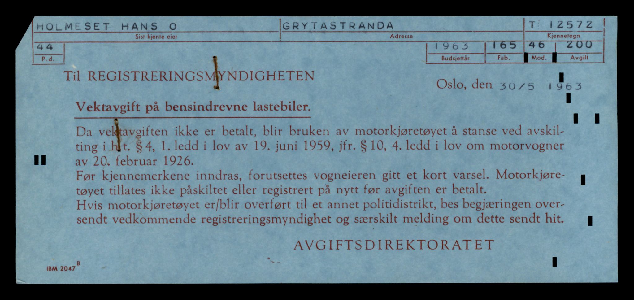 Møre og Romsdal vegkontor - Ålesund trafikkstasjon, AV/SAT-A-4099/F/Fe/L0034: Registreringskort for kjøretøy T 12500 - T 12652, 1927-1998, s. 1374