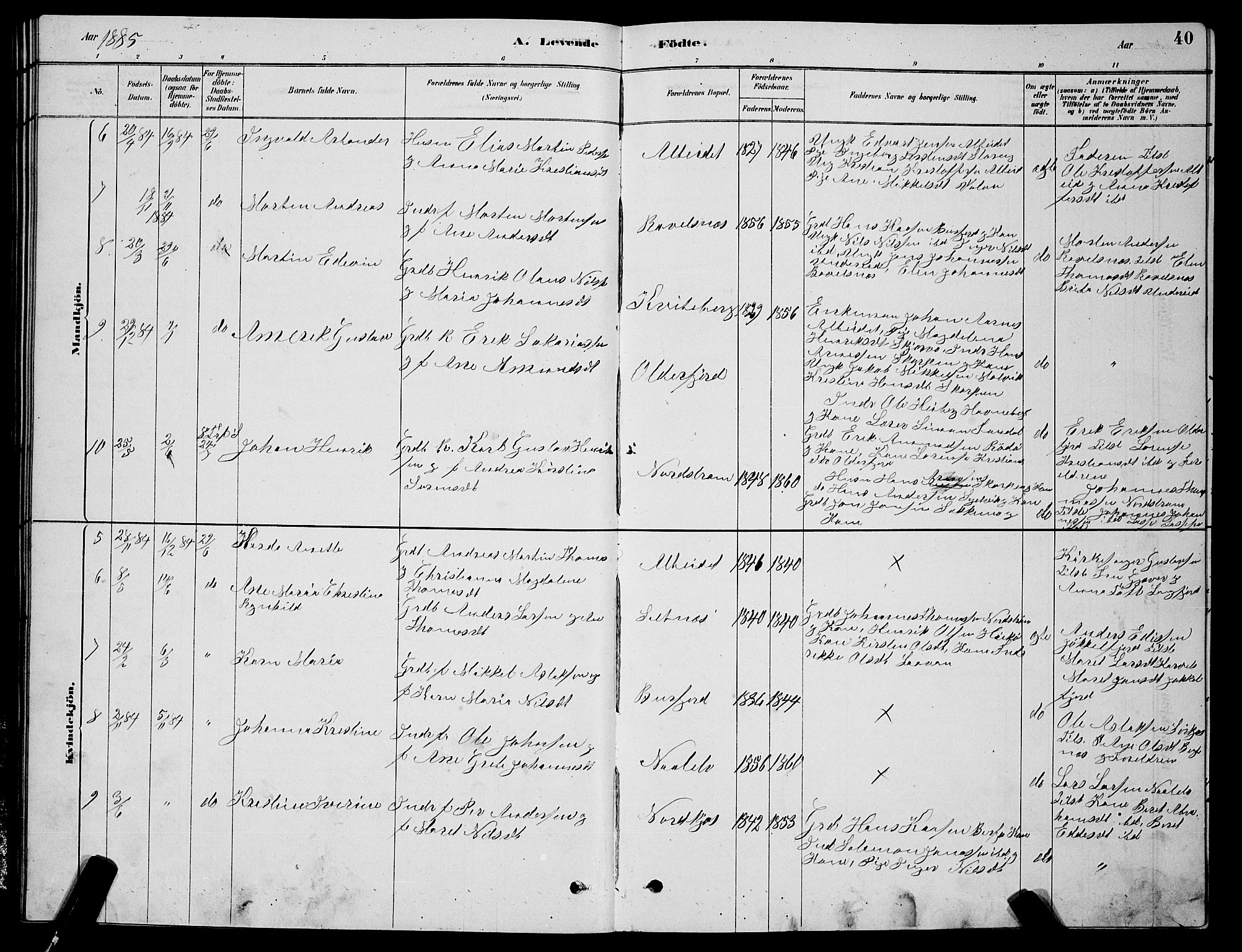 Skjervøy sokneprestkontor, SATØ/S-1300/H/Ha/Hab/L0015klokker: Klokkerbok nr. 15, 1878-1890, s. 40