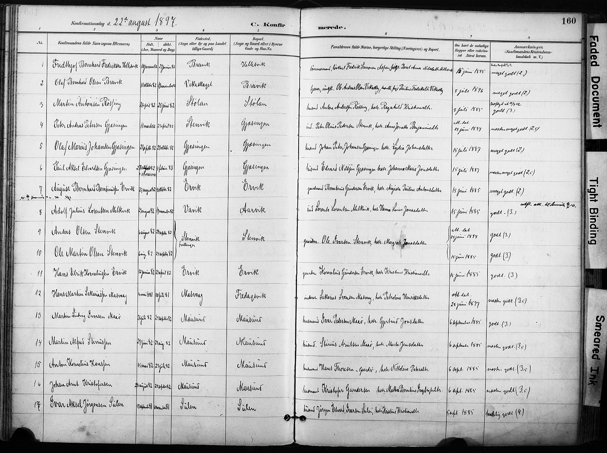 Ministerialprotokoller, klokkerbøker og fødselsregistre - Sør-Trøndelag, AV/SAT-A-1456/640/L0579: Ministerialbok nr. 640A04, 1889-1902, s. 160