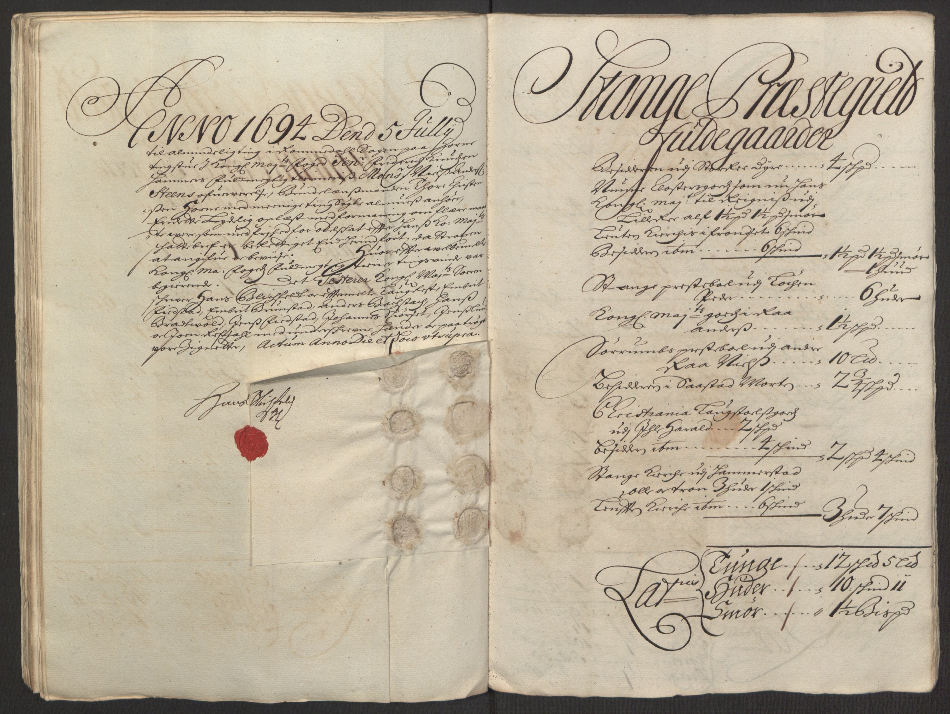 Rentekammeret inntil 1814, Reviderte regnskaper, Fogderegnskap, AV/RA-EA-4092/R16/L1035: Fogderegnskap Hedmark, 1694, s. 179