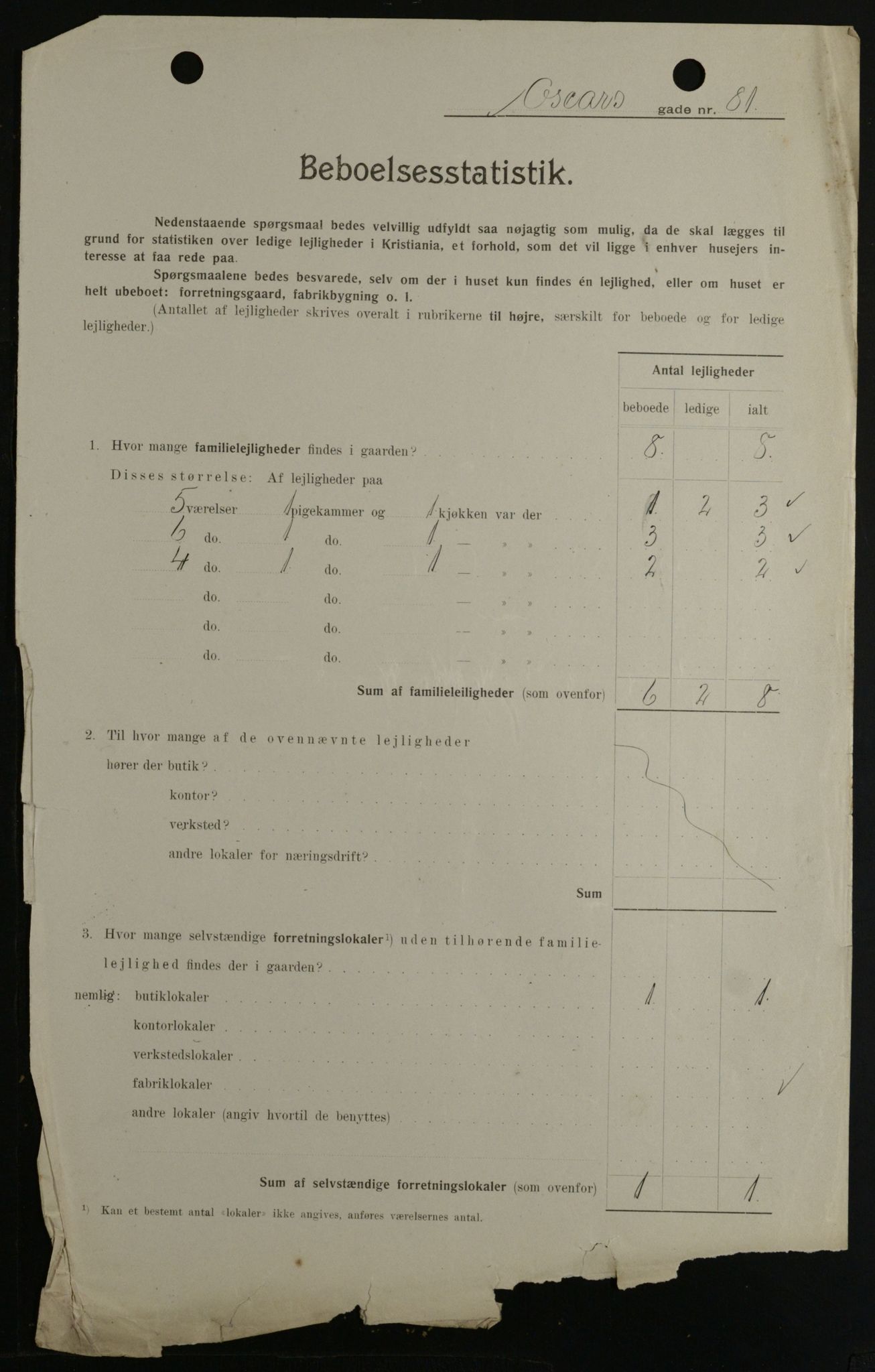 OBA, Kommunal folketelling 1.2.1908 for Kristiania kjøpstad, 1908, s. 68878