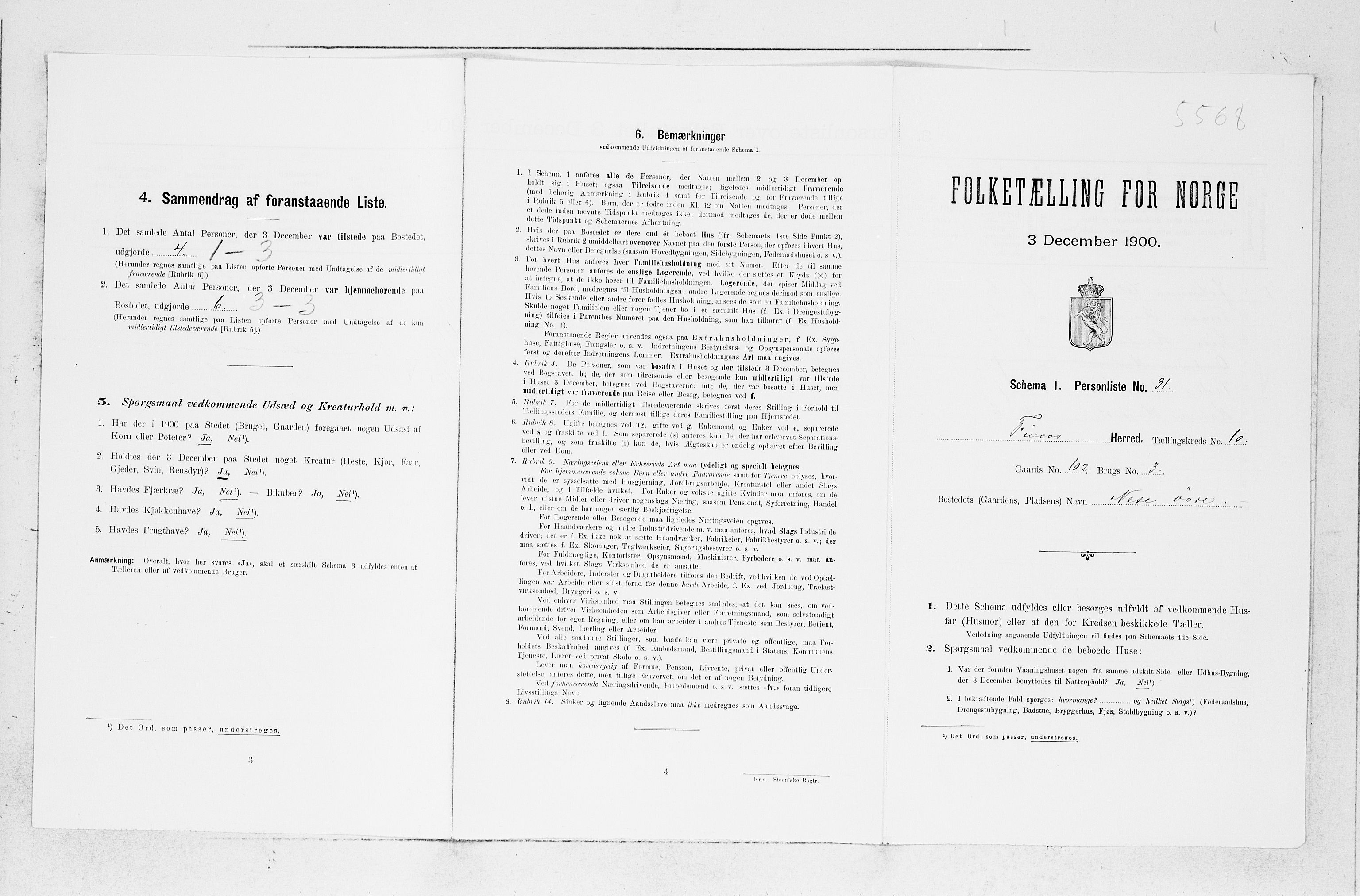 SAB, Folketelling 1900 for 1218 Finnås herred, 1900, s. 1104