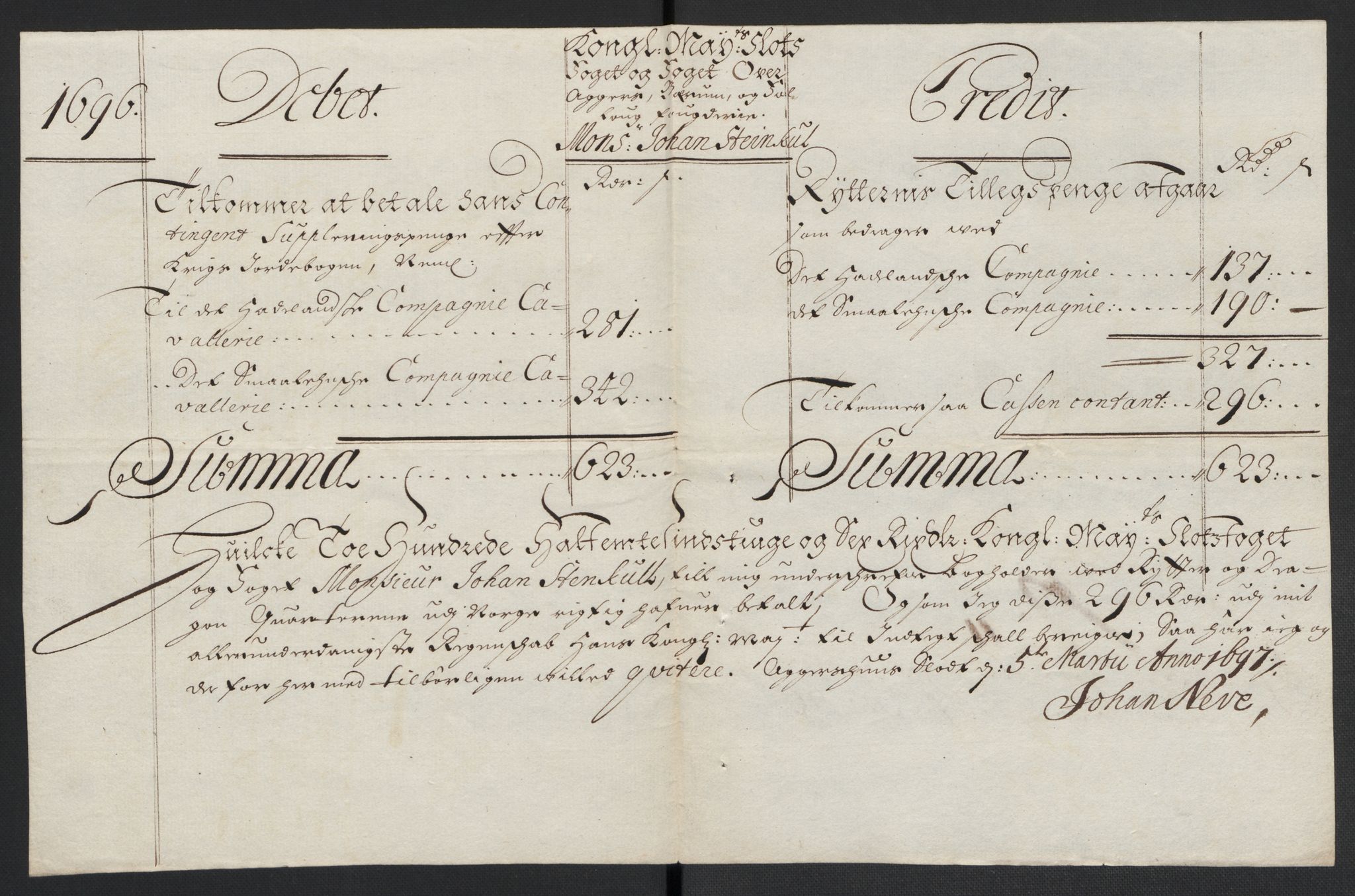 Rentekammeret inntil 1814, Reviderte regnskaper, Fogderegnskap, AV/RA-EA-4092/R10/L0440: Fogderegnskap Aker og Follo, 1696-1697, s. 170