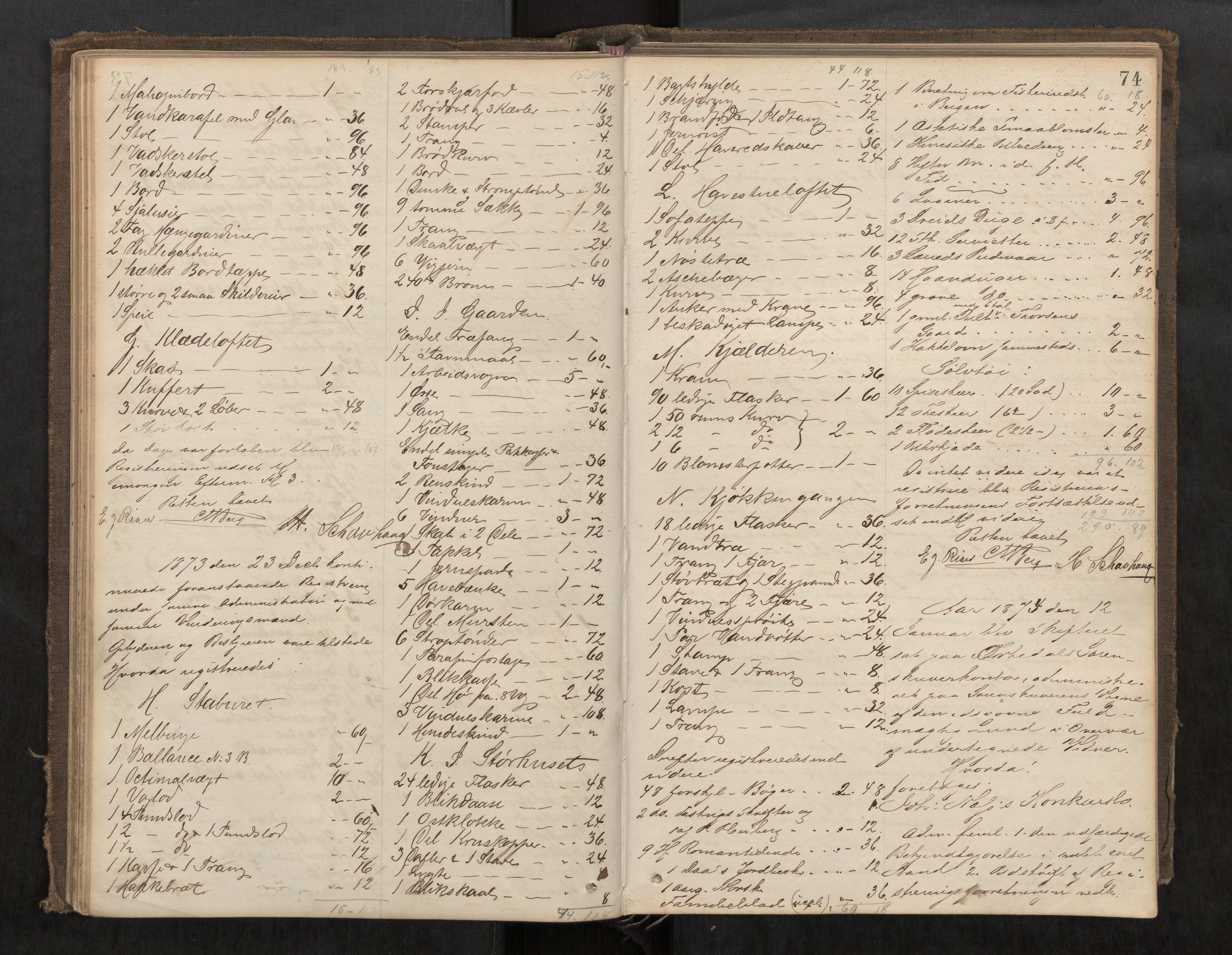 Orkdal sorenskriveri, AV/SAT-A-4169/1/3/3B/L0006: Skiftebehandlingsprotokoll, 1870-1885, s. 73b-74a
