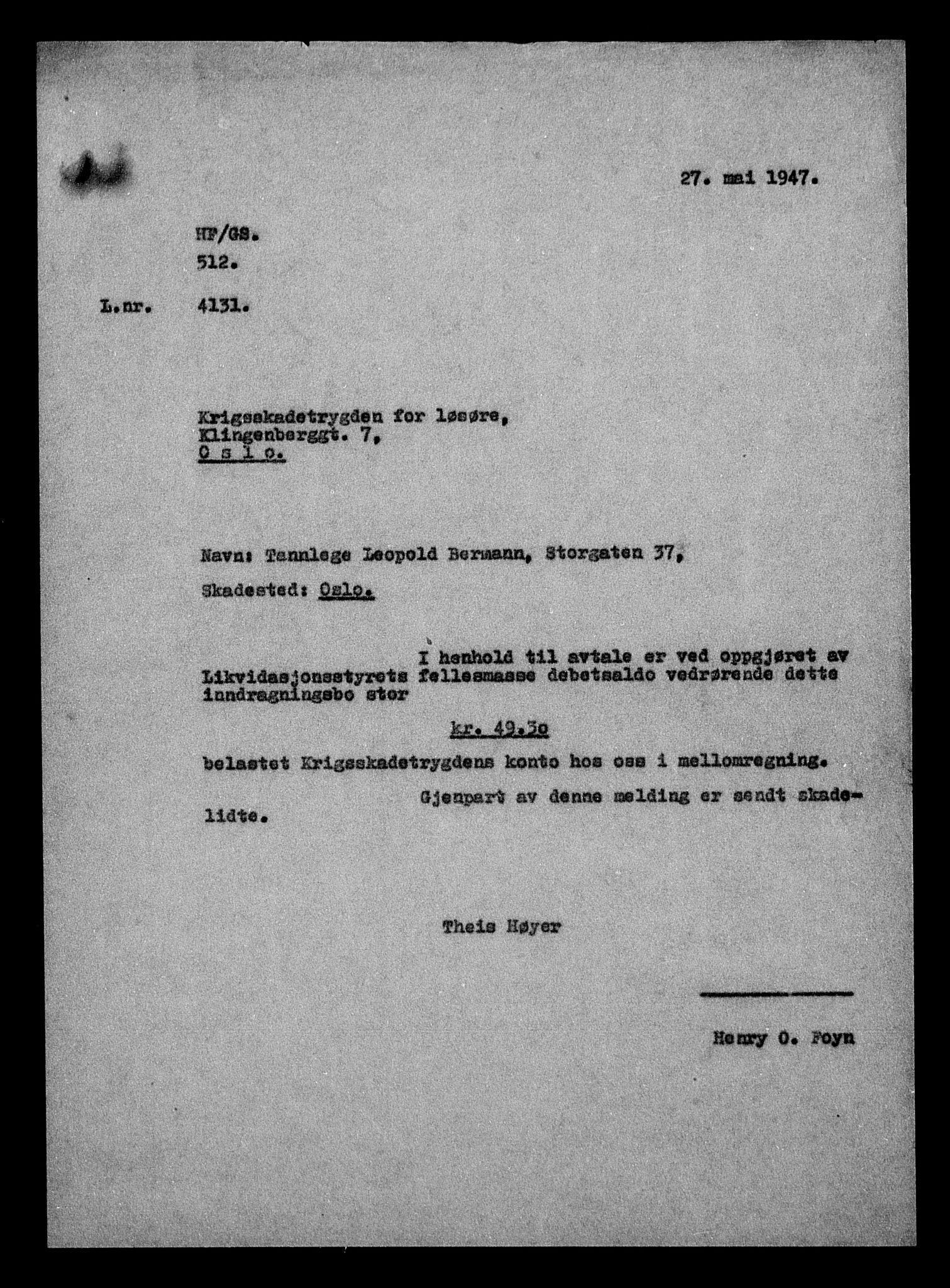 Justisdepartementet, Tilbakeføringskontoret for inndratte formuer, AV/RA-S-1564/H/Hc/Hcc/L0921: --, 1945-1947, s. 357