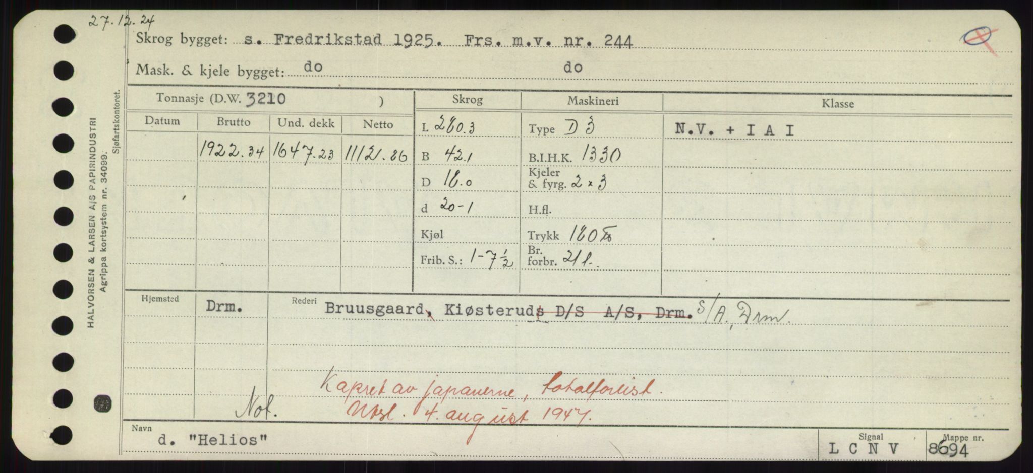 Sjøfartsdirektoratet med forløpere, Skipsmålingen, RA/S-1627/H/Hd/L0015: Fartøy, Havm-Hey, s. 287