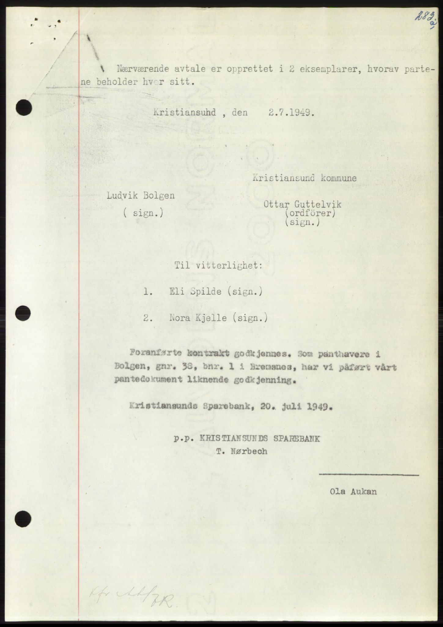 Nordmøre sorenskriveri, AV/SAT-A-4132/1/2/2Ca: Pantebok nr. B102, 1949-1949, Dagboknr: 2097/1949