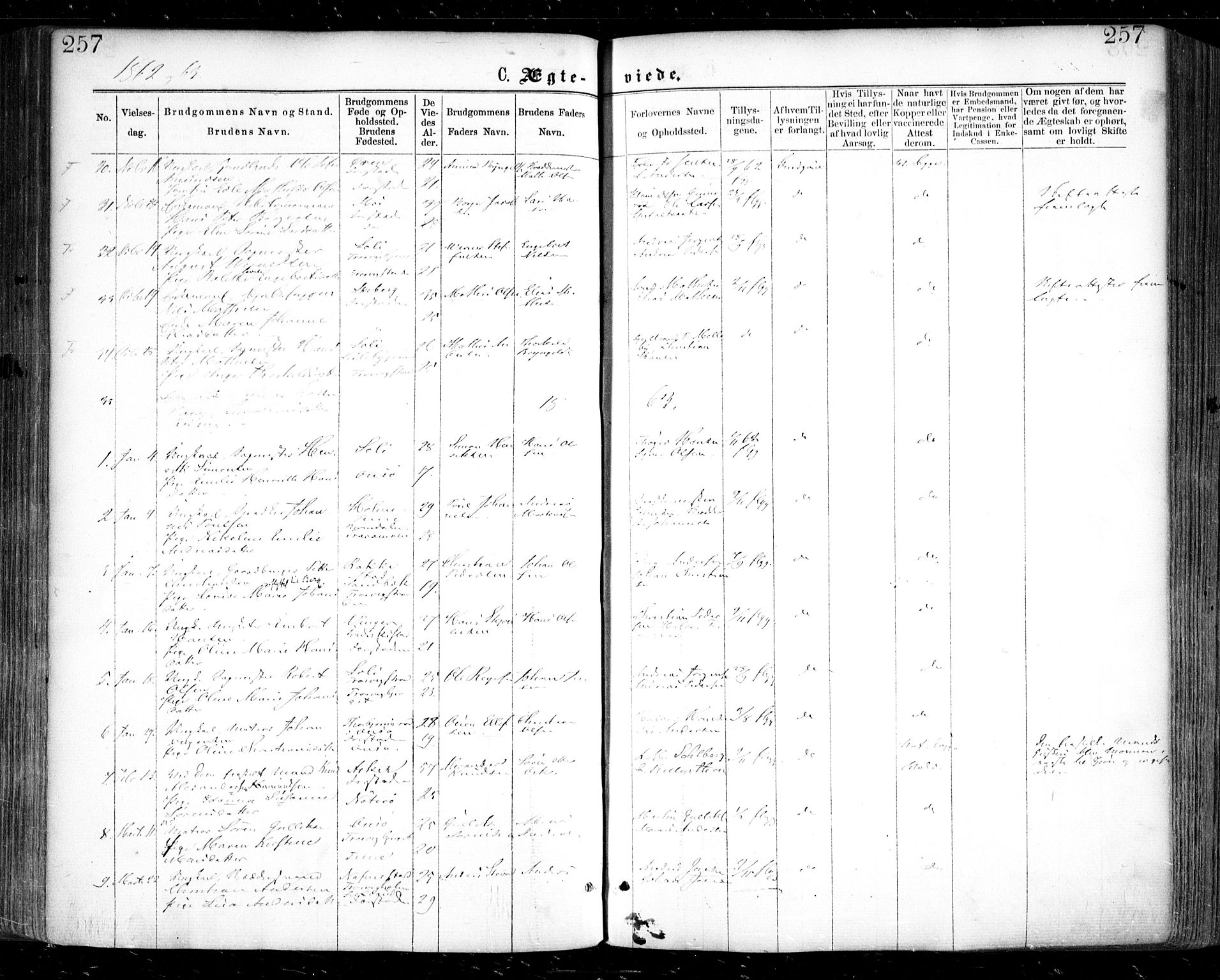 Glemmen prestekontor Kirkebøker, AV/SAO-A-10908/F/Fa/L0008: Ministerialbok nr. 8, 1862-1871, s. 257