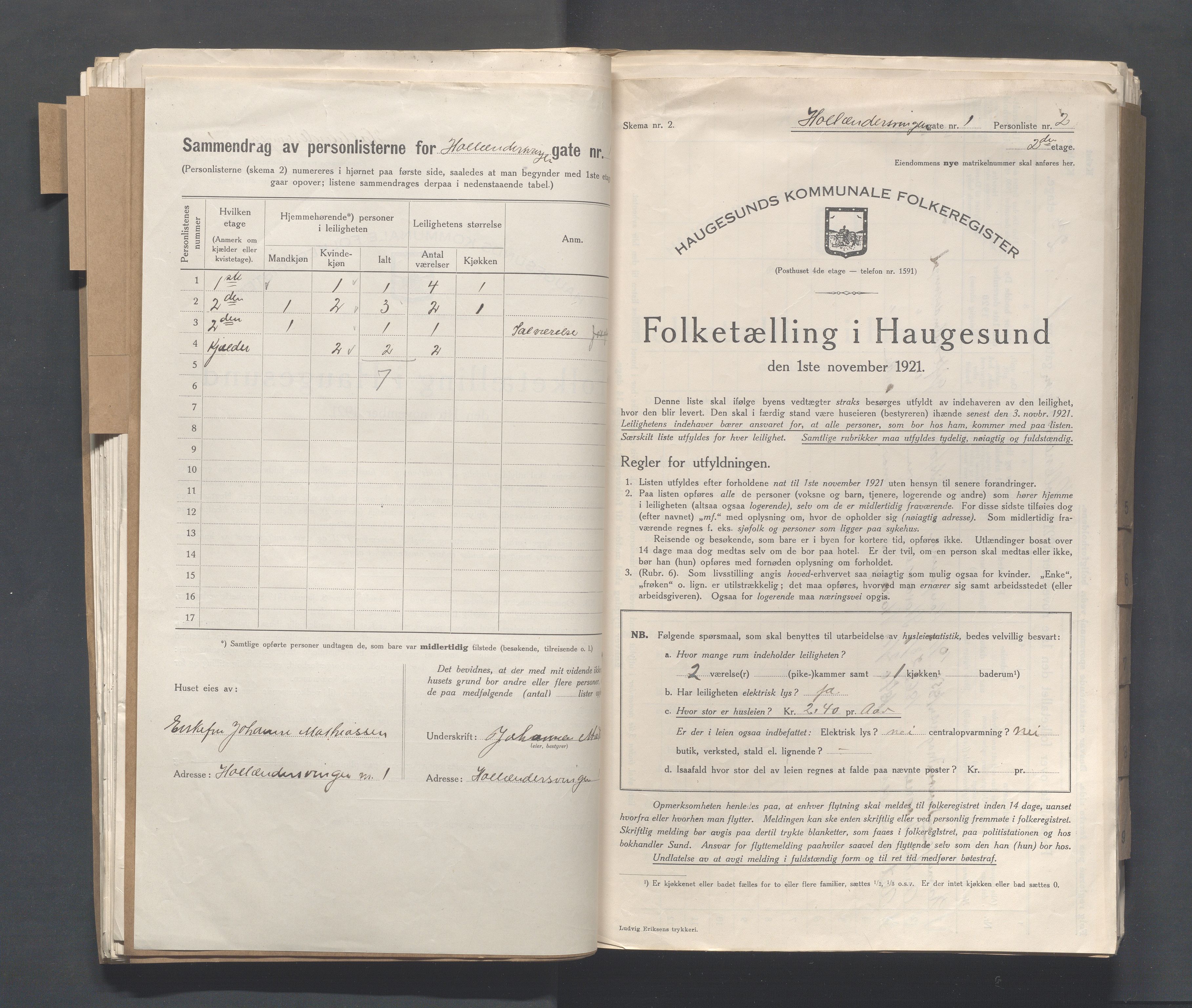 IKAR, Kommunal folketelling 1.11.1921 for Haugesund, 1921, s. 2320