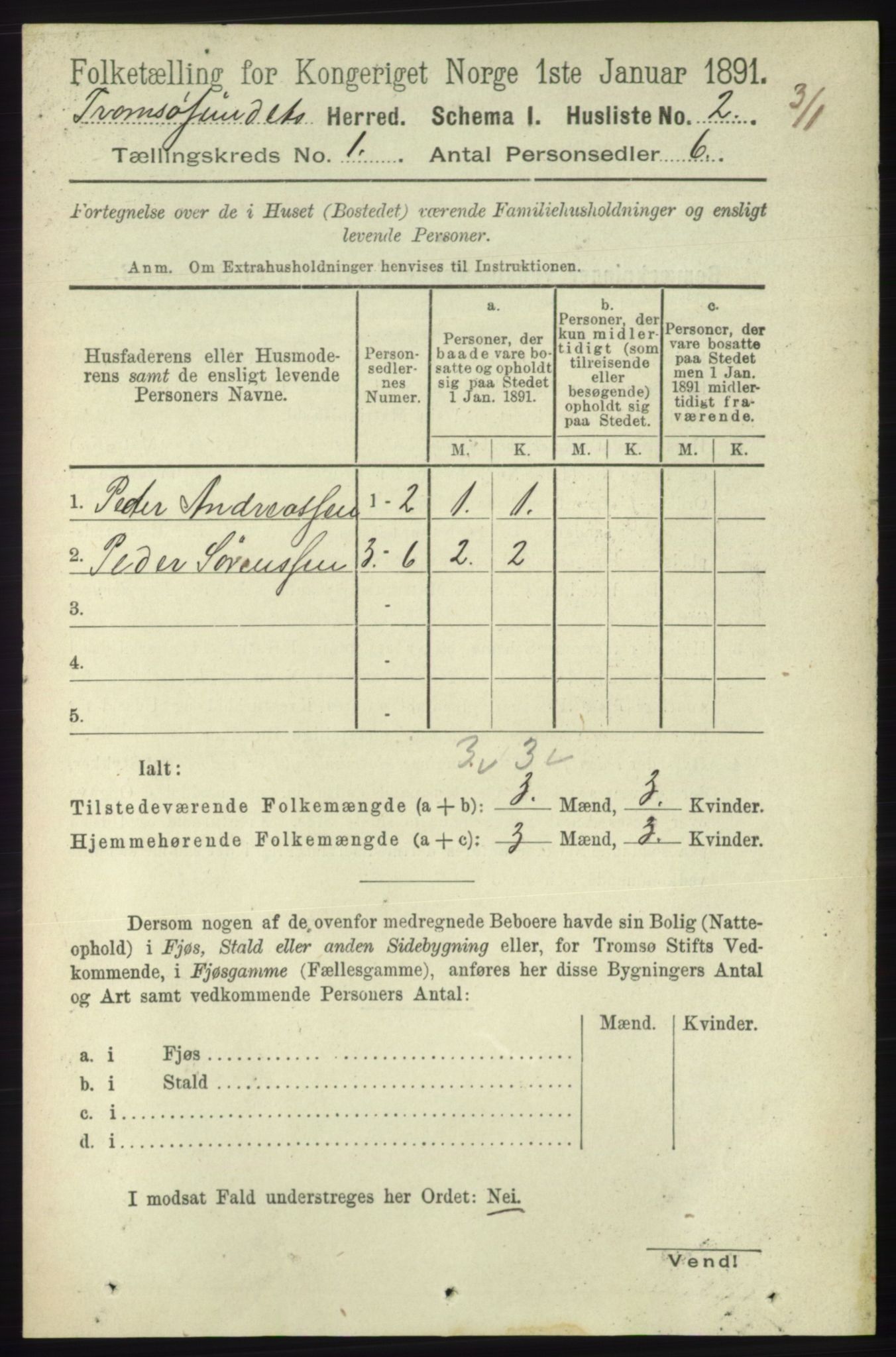 RA, Folketelling 1891 for 1934 Tromsøysund herred, 1891, s. 24