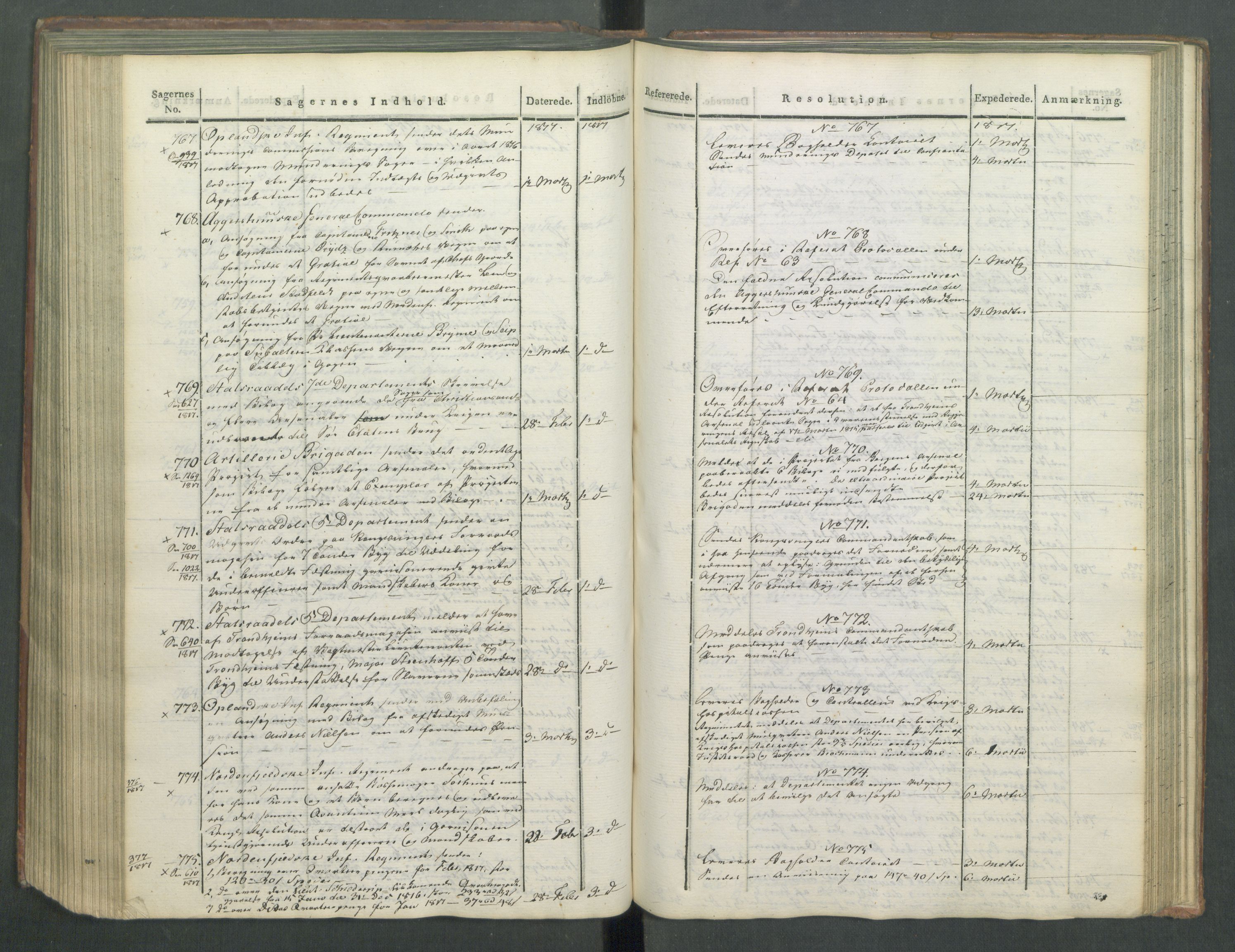 Armédepartementet, RA/RAFA-3493/C/Ca/L0009: 6. Departements Journal, 1816-1817