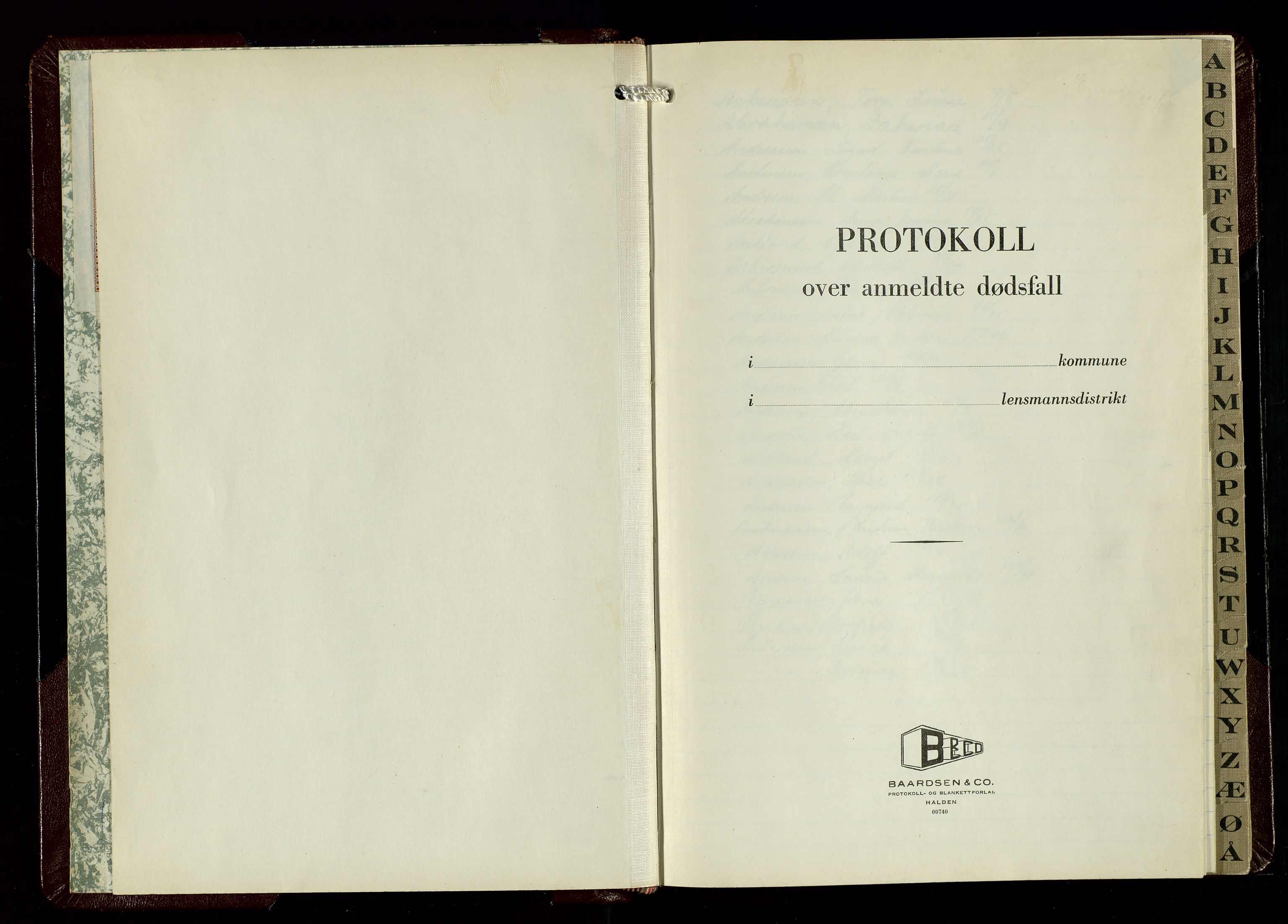 Eigersund lensmannskontor, AV/SAST-A-100171/Gga/L0019: "Protokoll over anmeldte dødsfall" m/alfabetisk navneregister, 1959-1965