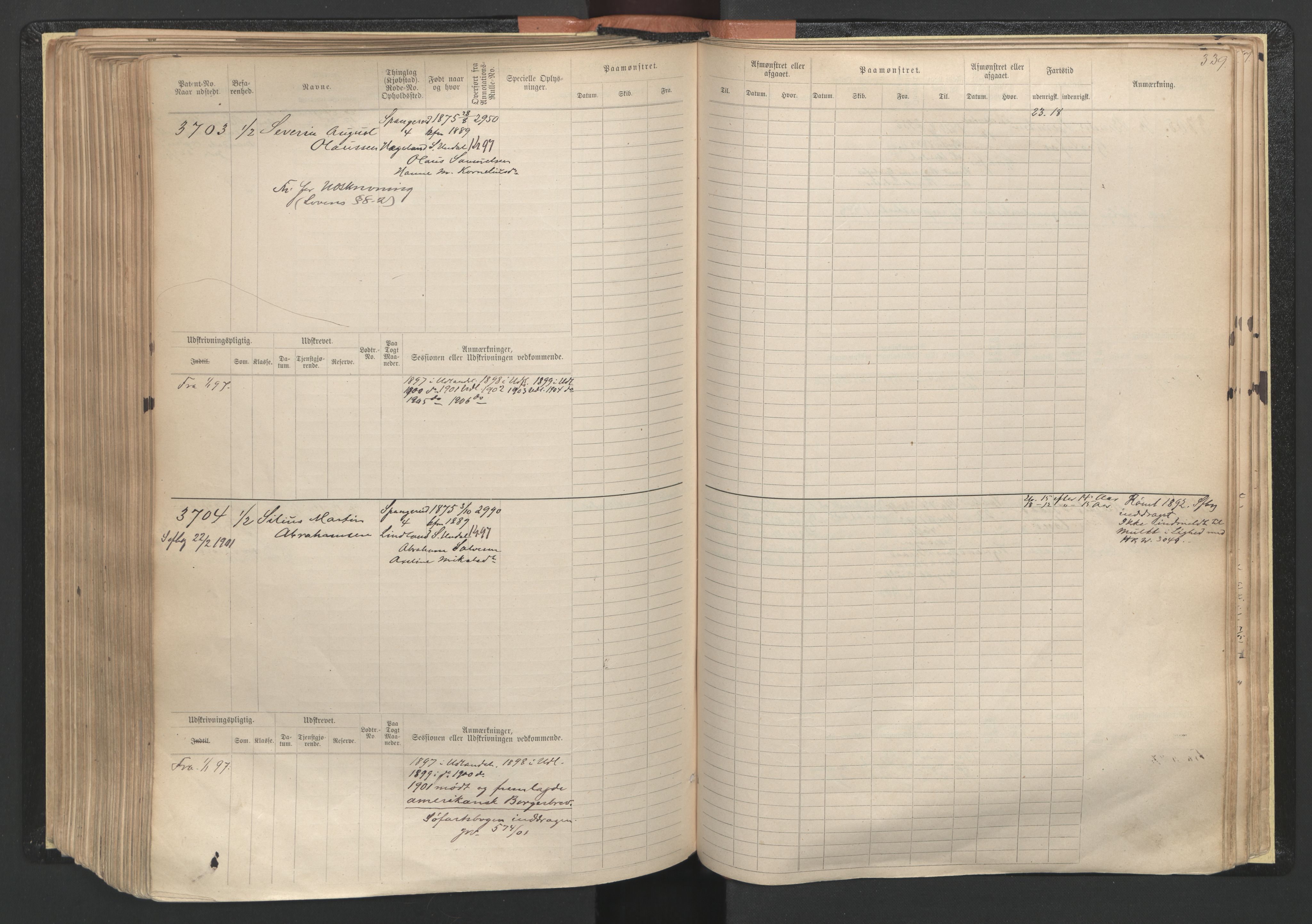 Mandal mønstringskrets, AV/SAK-2031-0016/F/Fb/L0005: Hovedrulle nr 3033-3794, L-10, 1888-1940, s. 341