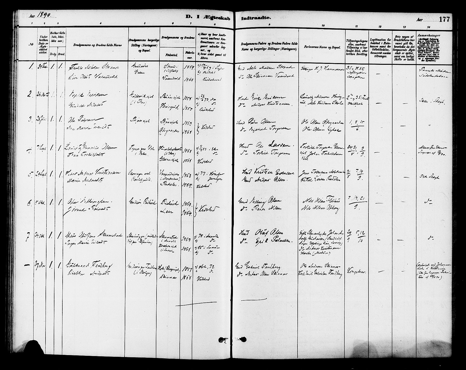 Krødsherad kirkebøker, AV/SAKO-A-19/G/Ga/L0001: Klokkerbok nr. 1, 1879-1893, s. 177