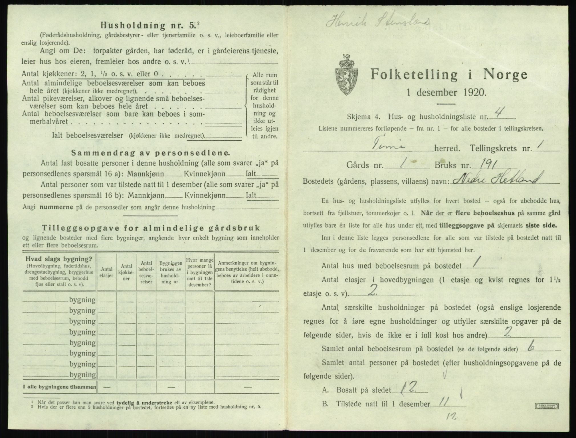 SAST, Folketelling 1920 for 1121 Time herred, 1920, s. 49