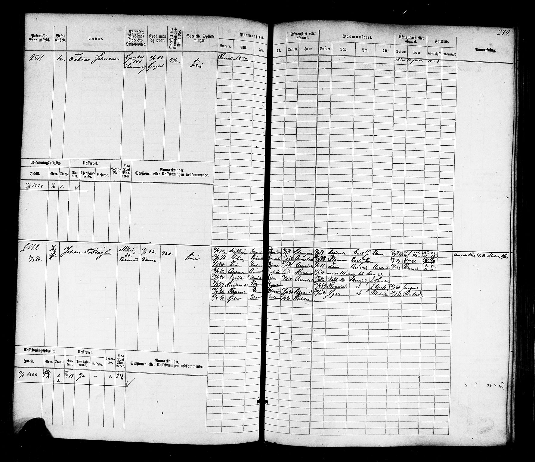 Farsund mønstringskrets, SAK/2031-0017/F/Fb/L0017: Hovedrulle nr 1537-2300, Z-9, 1868-1904, s. 251