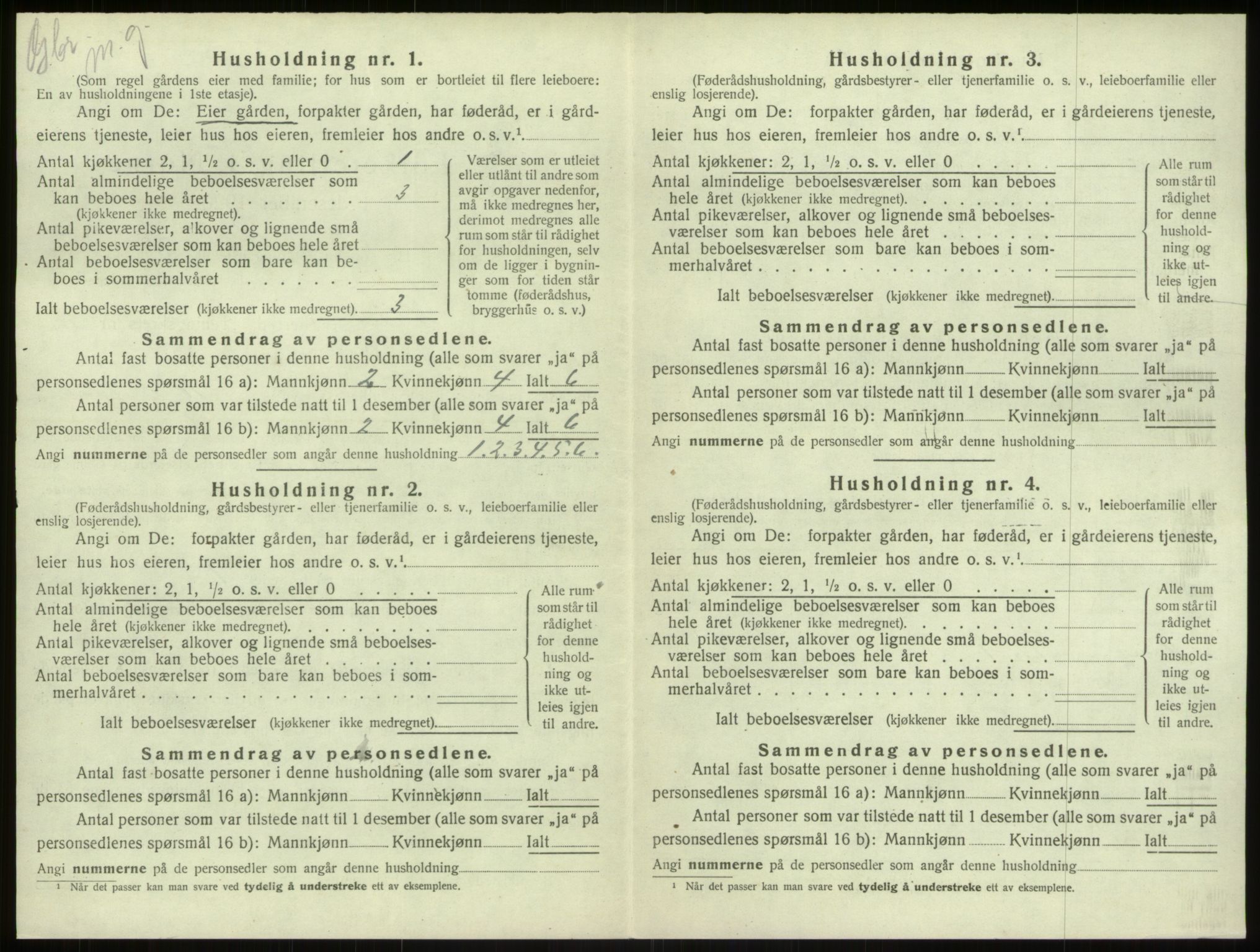 SAB, Folketelling 1920 for 1250 Haus herred, 1920, s. 854