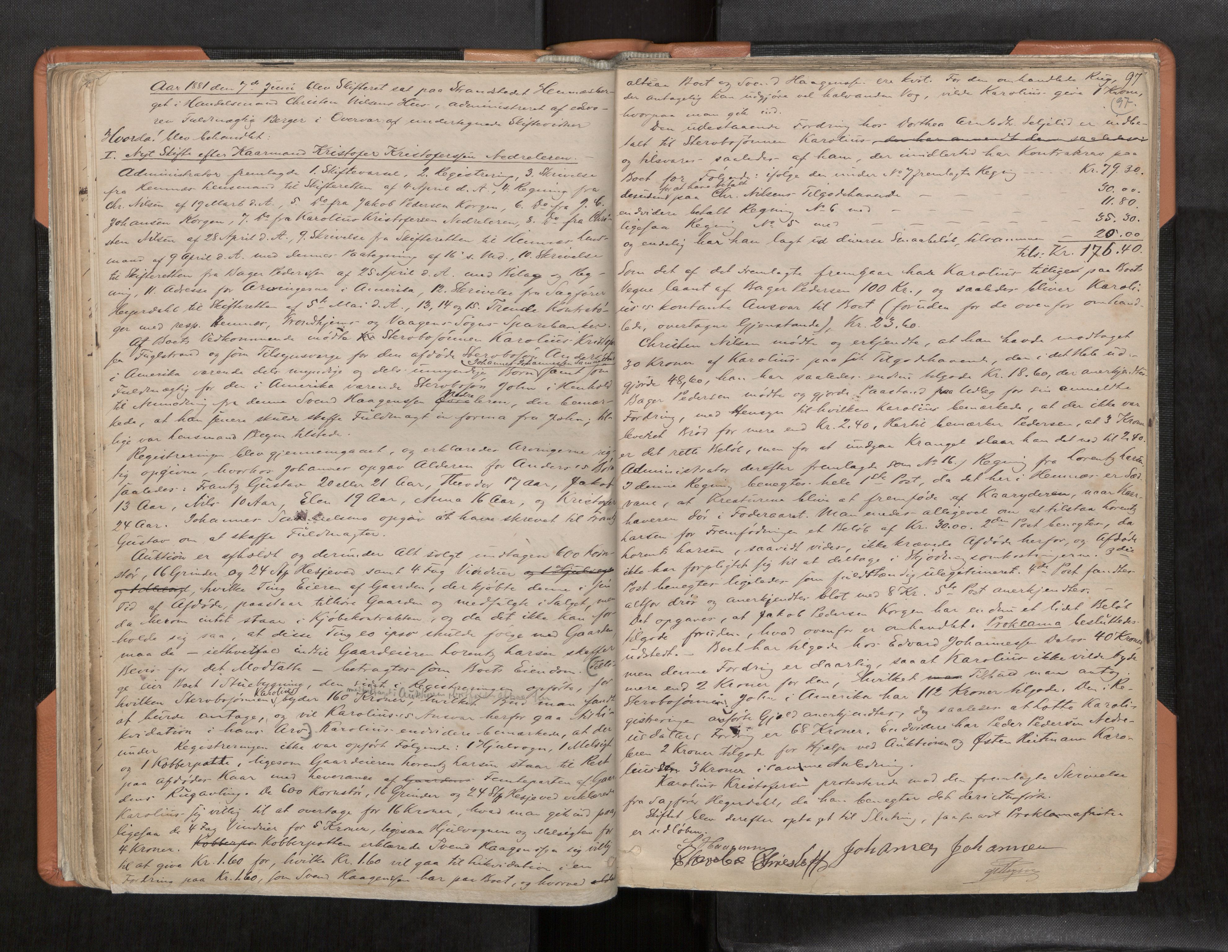Rana sorenskriveri , AV/SAT-A-1108/1/3/3B/L0004: Skiftebehandlingsprotokoll, 1877-1886, s. 97
